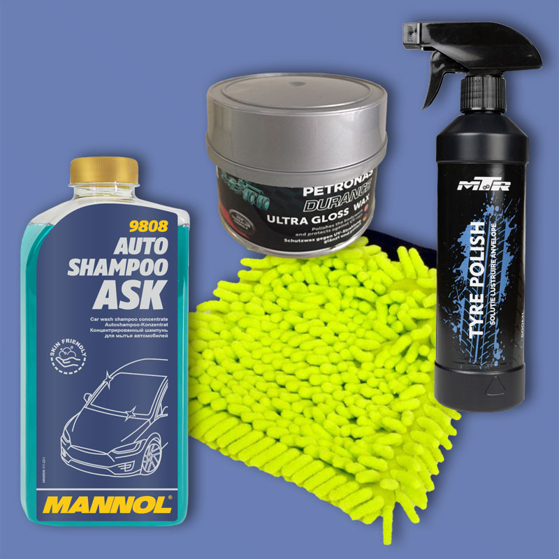 Mannol Auto Shampoo Waschhandschuh Super DEAL Reifenglanz Ultra Gloss Wax