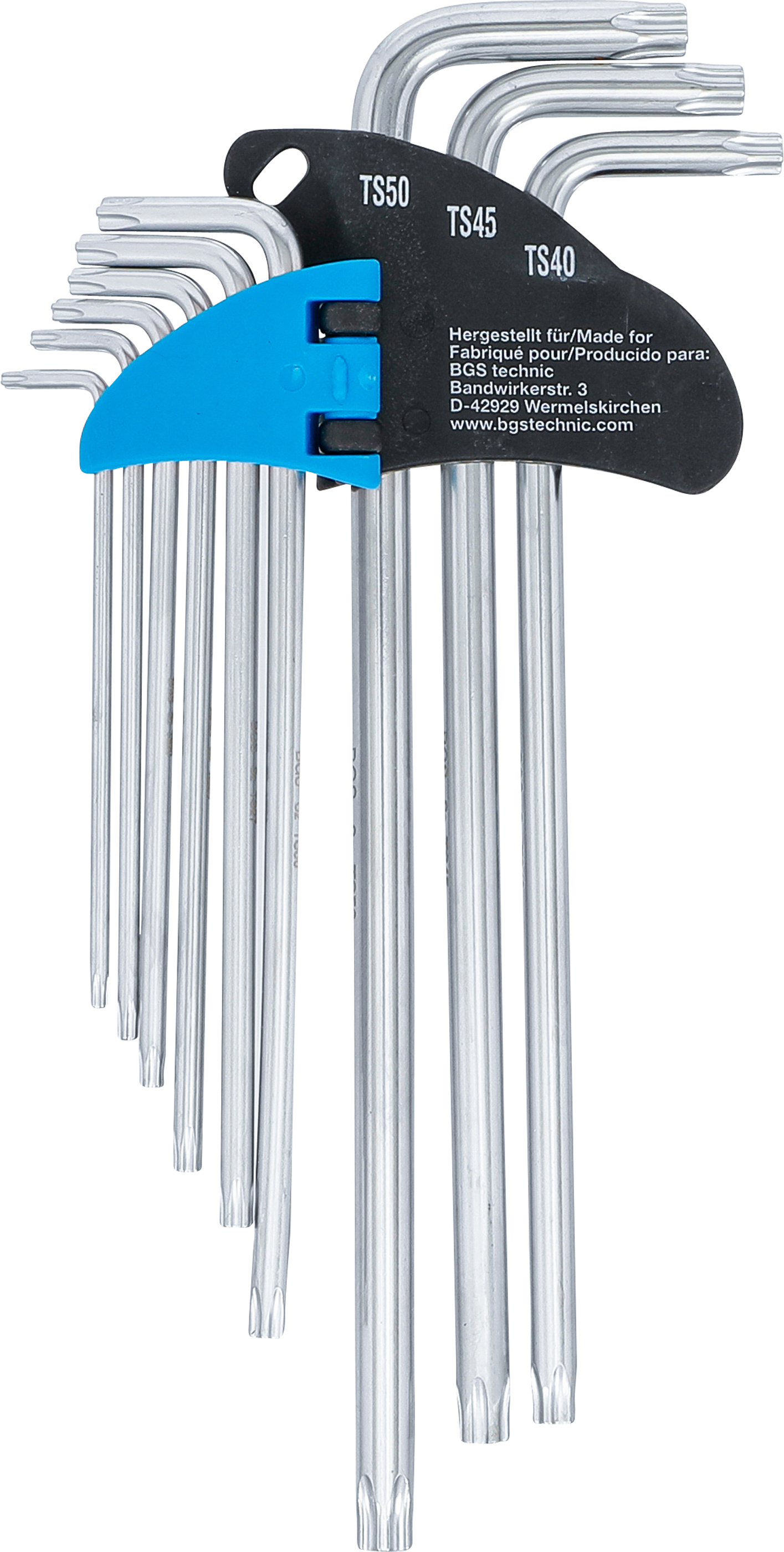 BGS Winkelschlüssel-Satz | extra lang | TS-Profil (für Torx Plus) TS10 - TS50 | 9-tlg.