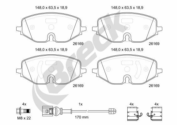 Bremsbelagsatz, Scheibenbremse