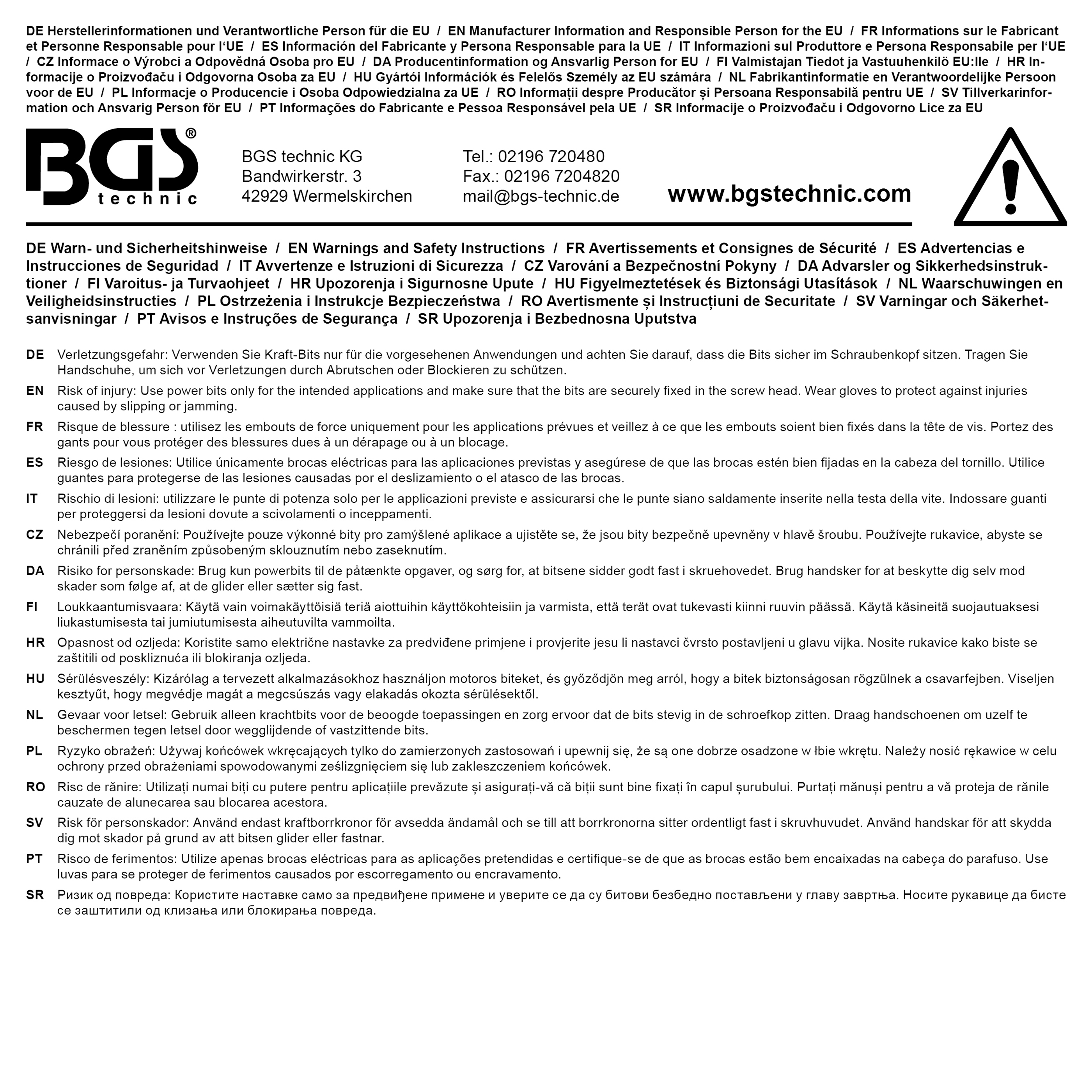 BGS Kraft-Bit-Einsatz | Länge 42 mm | Antrieb Innenvierkant 12,5 mm (1/2") | Innensechskant 14 mm