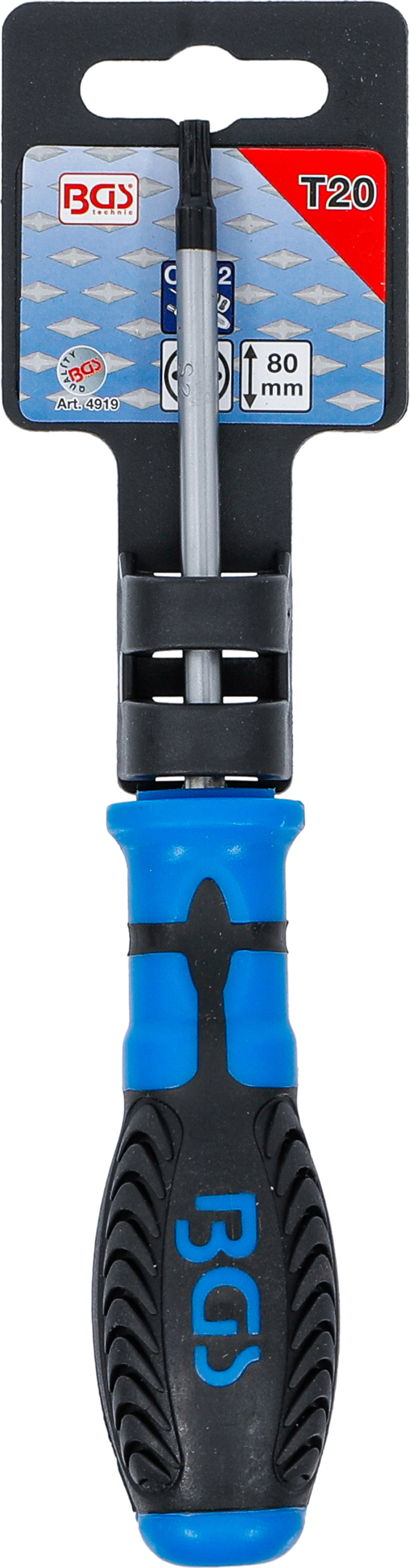 BGS Schraubendreher | T-Profil (für Torx) T20 | Klingenlänge 80 mm