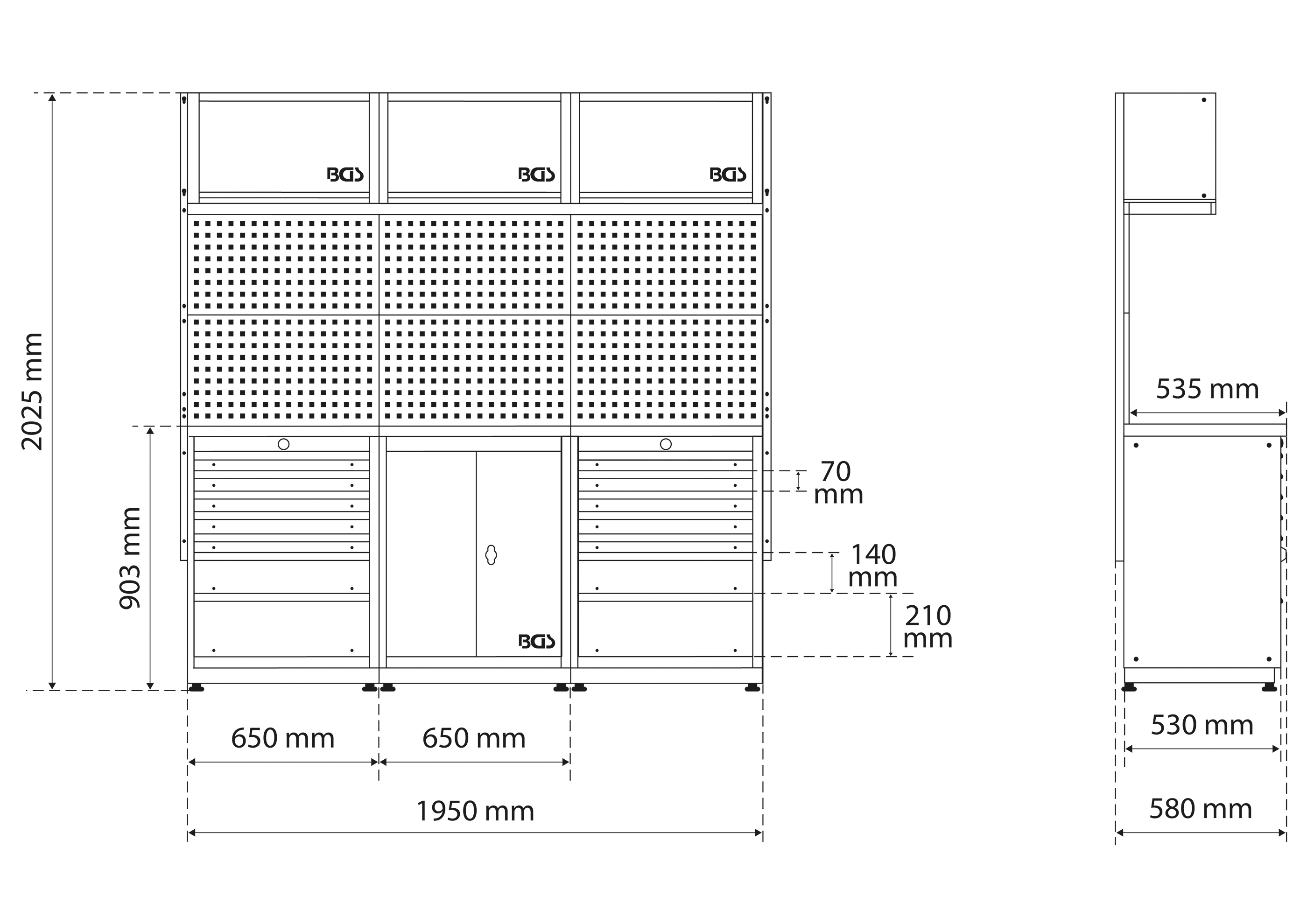 BGS Schrankwand-System | Starter-Paket | Holz | 3 Module