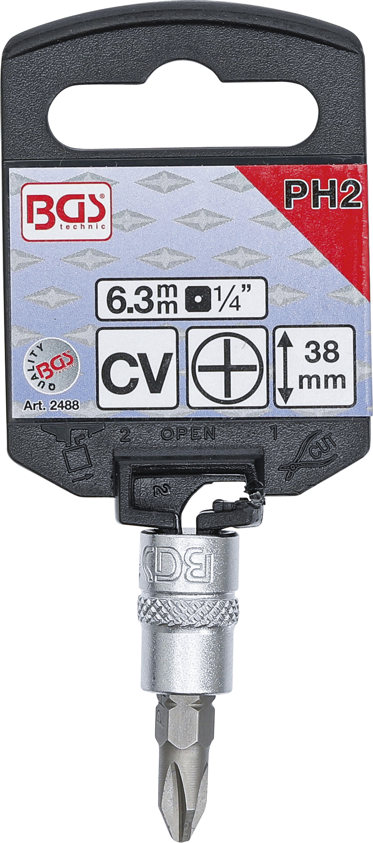 BGS Bit-Einsatz | Antrieb Innenvierkant 6,3 mm (1/4") | Kreuzschlitz PH2