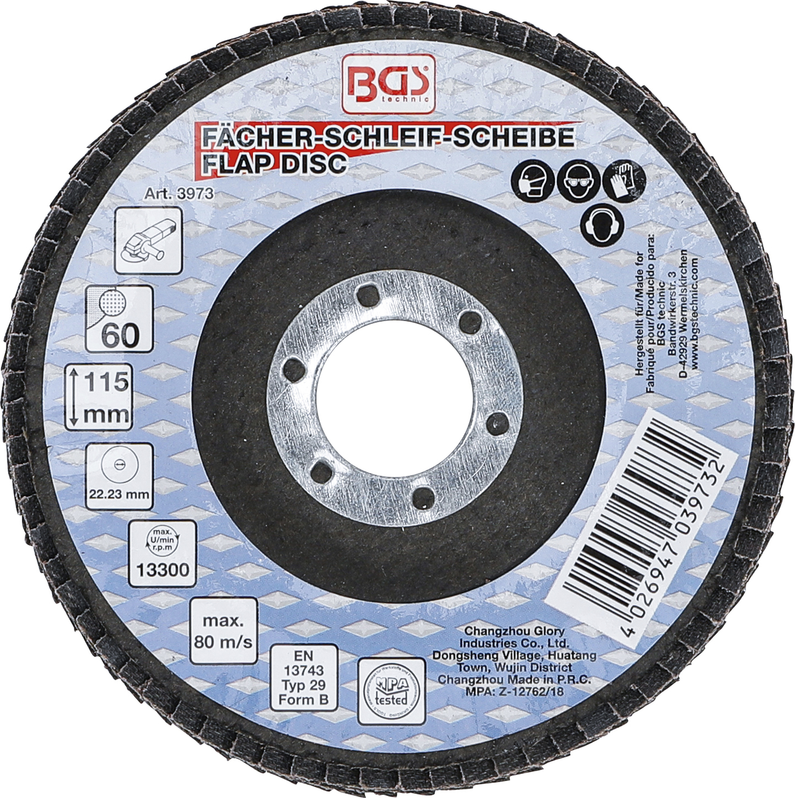 BGS Fächer-Schleif-Scheibe | Ø 115 mm | K 60