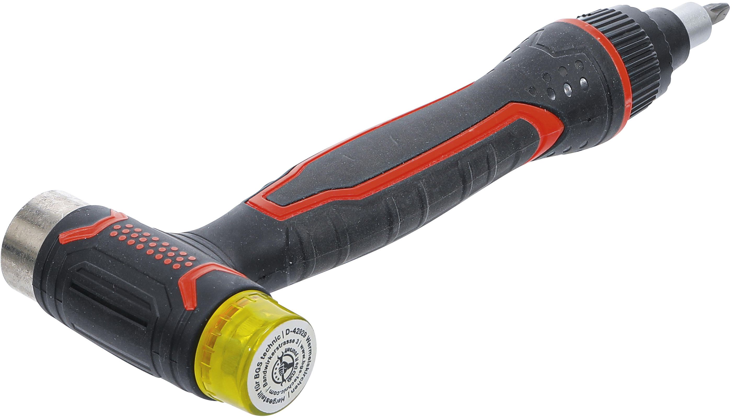 BGS Wechselkopf-Hammer | mit Ratschen-Drehgriff für Bits, umschaltbar | 3-in-1