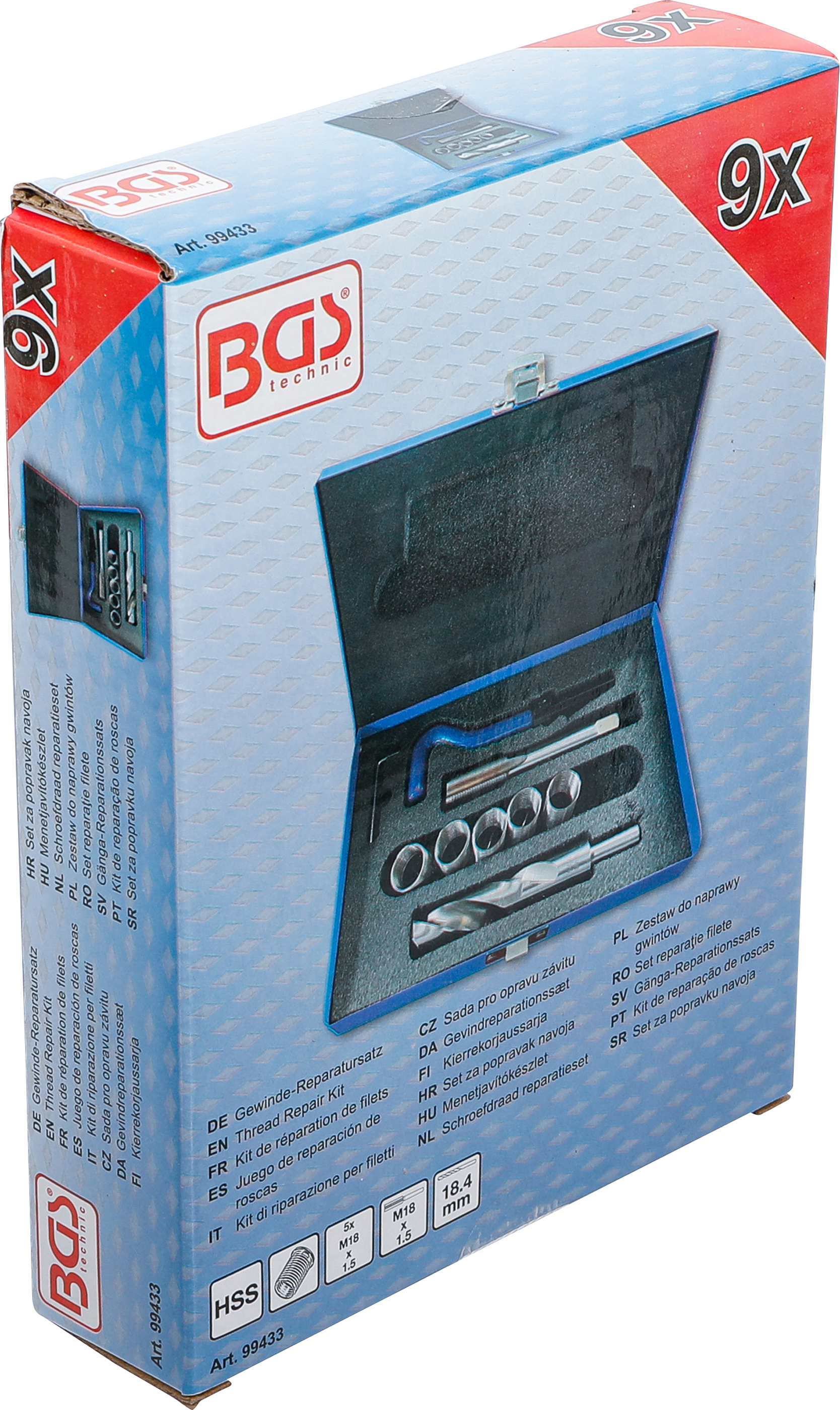 BGS Gewinde-Reparatursatz | M18 x 1,5 | 9-tlg.