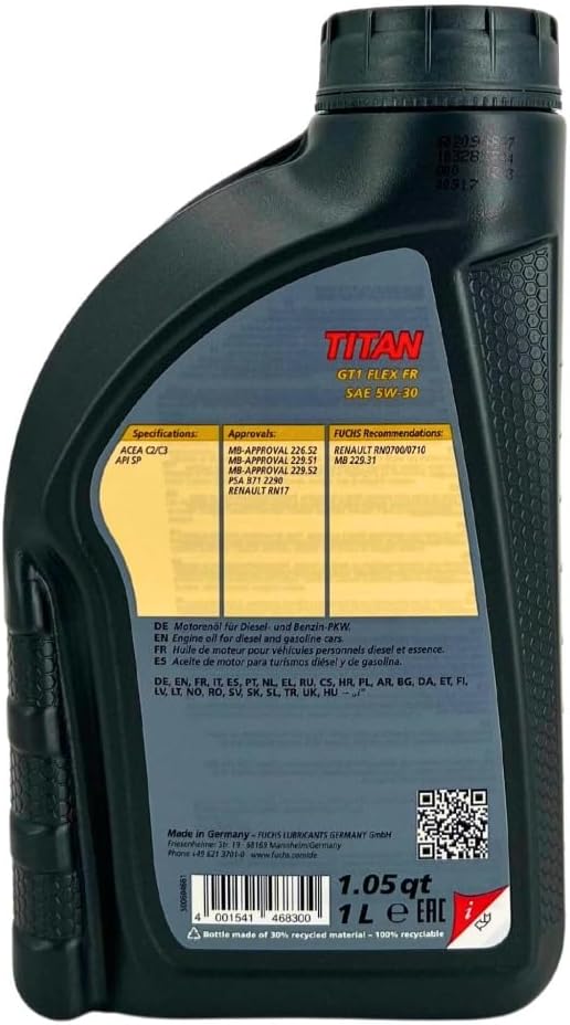 5W-30 Fuchs Titan GT1 Flex FR (Nachfolger Pro 2290) Motoröl 1 Liter
