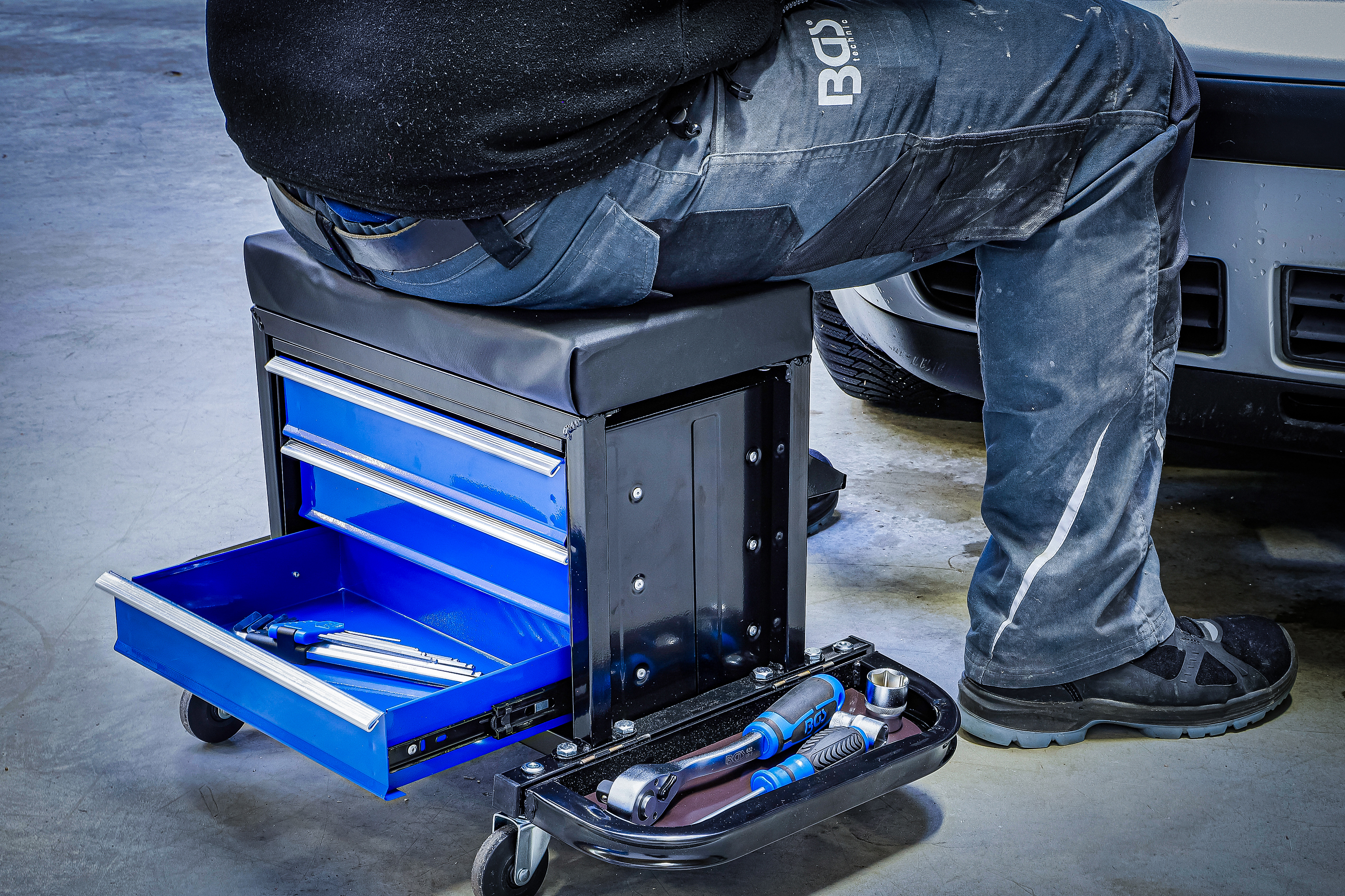 BGS Werkstatt-Rollsitz | mit 3 Schubladen