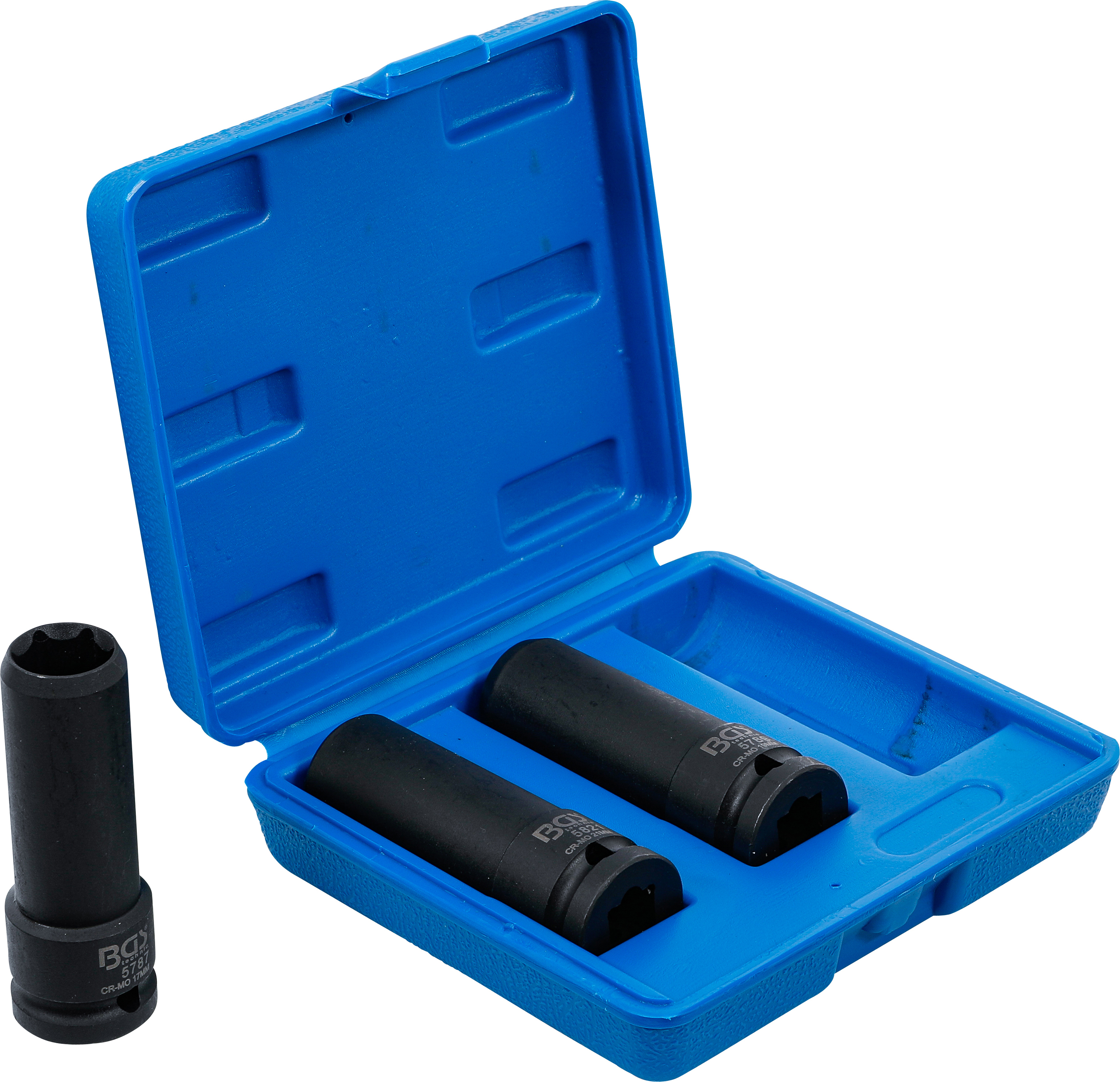 BGS Kraft-Spezial-Steckschlüssel-Einsatz-Satz | Antrieb Innenvierkant 12,5 mm (1/2") | SW 17 / 19 / 21 mm | 3-tlg.