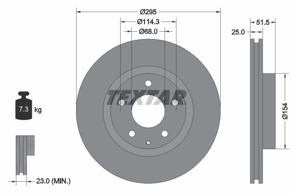 Bremsscheibe “TEXTAR innenbelüftet , 295 mm, 25 mm”