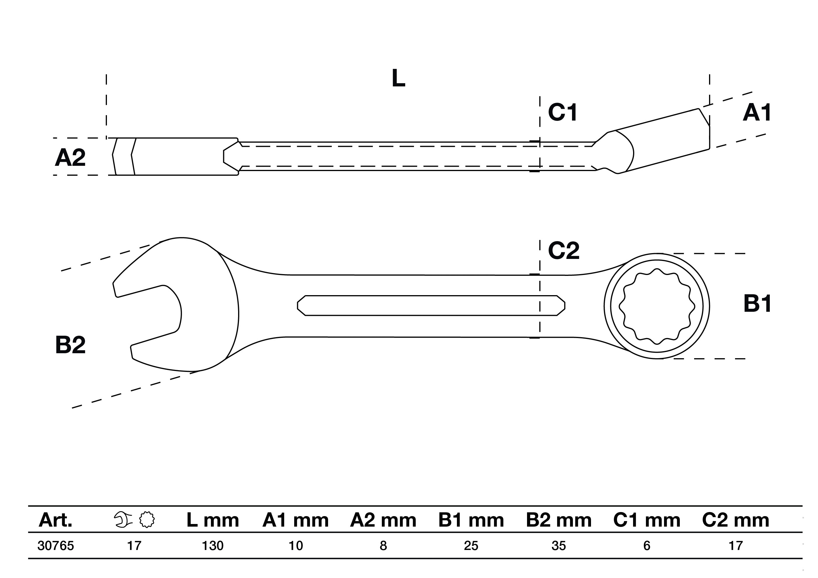 BGS Maul-Ringschlüssel, extra kurz | SW 17 mm