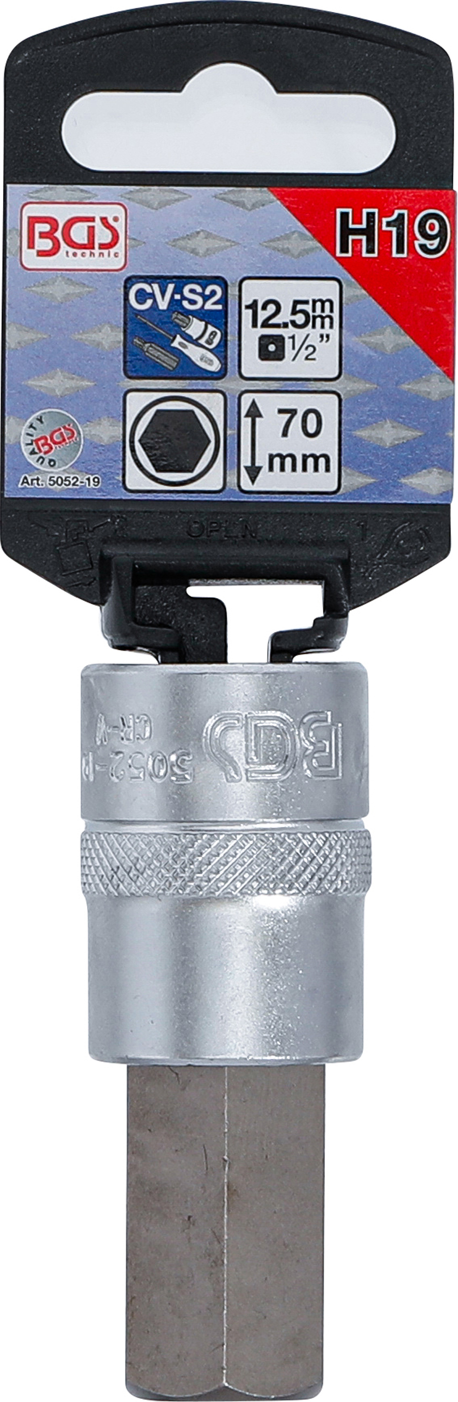 BGS Bit-Einsatz | Antrieb Innenvierkant 12,5 mm (1/2") | Innensechskant 19 mm