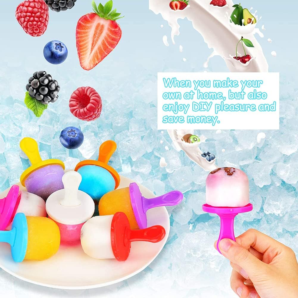 Eis Pop Form Eisformen Silikon Nesloonp Eisförmchen Popsicle Formen Wiederverwendbar Mini Eisformen mit bunten Kunststoff-Sticks für Kinder Baby Förmchen zum Einfrieren (Blau&Orange)