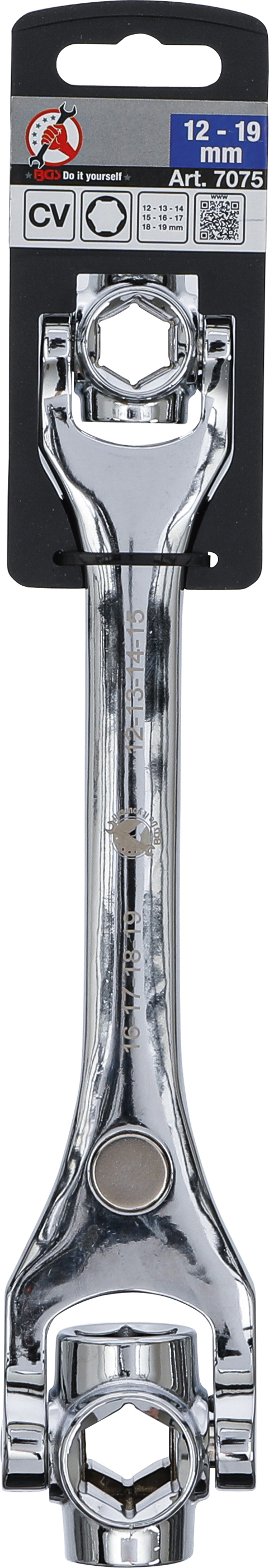 BGS Spezialschlüssel | 8-in-1 | Abtrieb Sechskant SW 12 - 19 mm