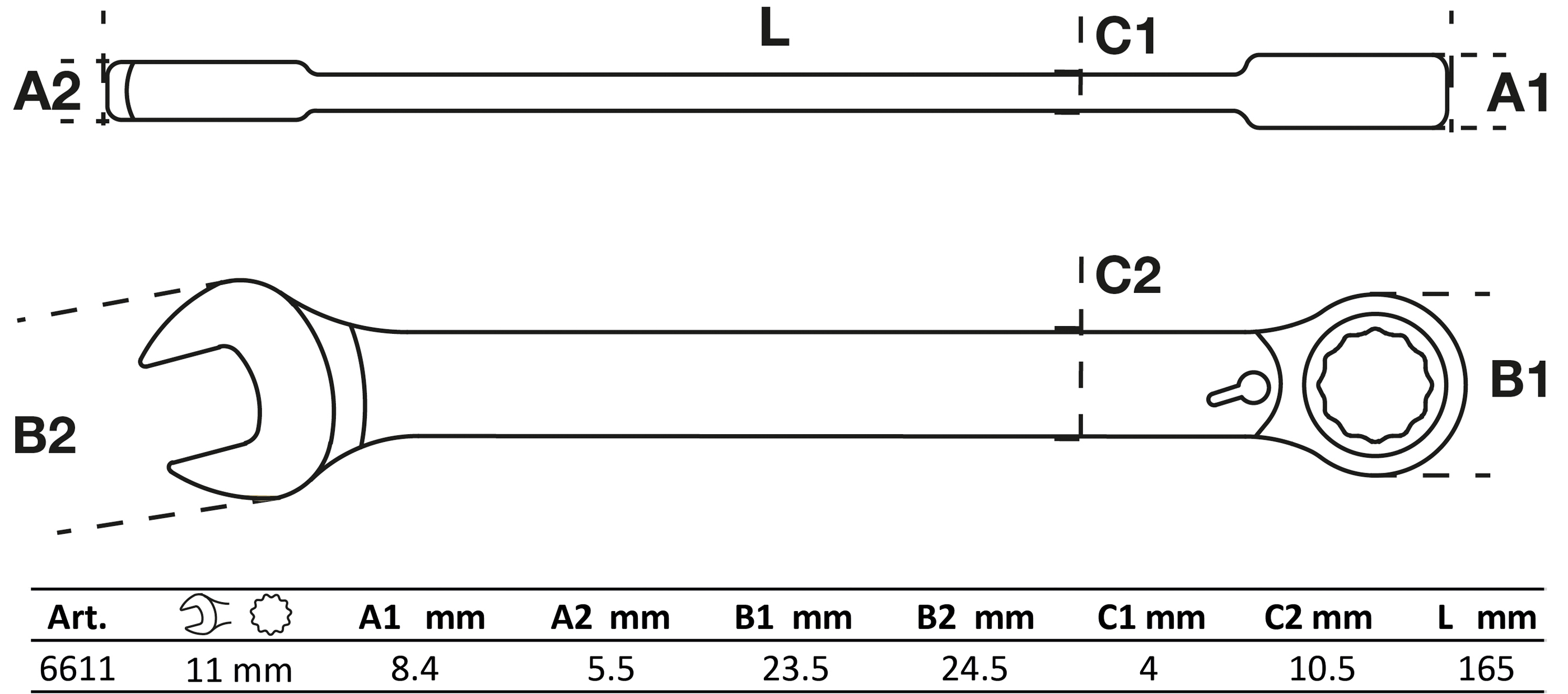 BGS Ratschenring-Maulschlüssel | umschaltbar | SW 11 mm