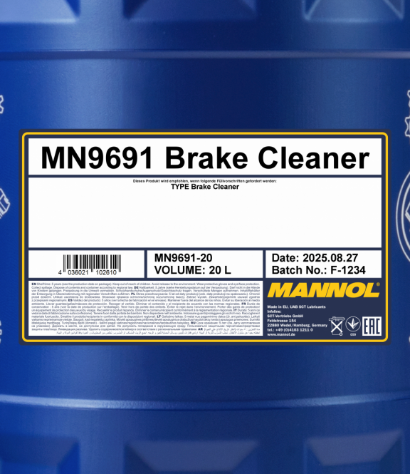Mannol 9691 Brake Cleaner Bremsenreiniger 20 Liter Mannol 9691 Brake Cleaner Bremsenreiniger 20 Liter