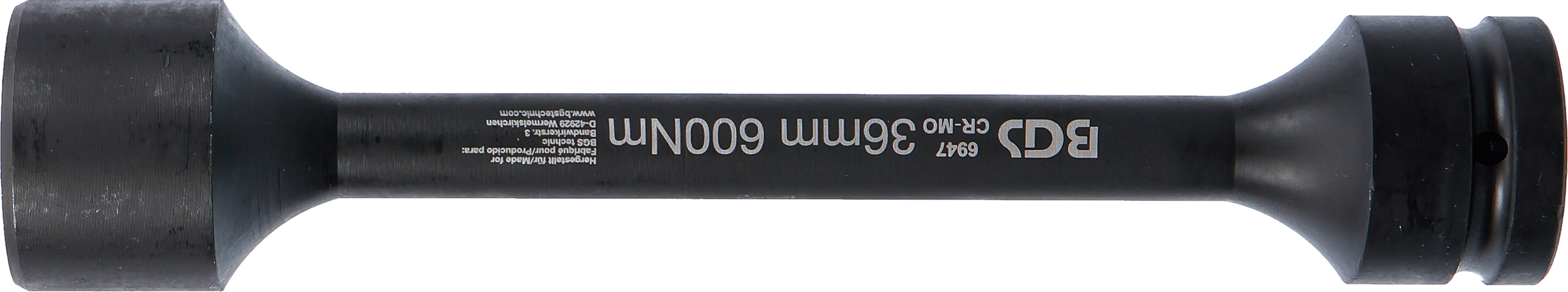 BGS Torsions-Kraft-Steckschlüssel-Einsatz Sechskant | Antrieb Innenvierkant 25 mm (1") | SW 36 mm | 600 Nm