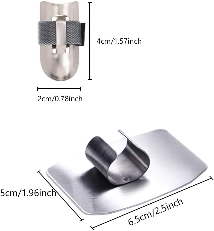 8 Stück 2 Stile unzerbrechlicher Edelstahl-Fingerschutz für sicheres Schneiden von Gemüse und Obst, verstellbarer Küchen-Fingerschutz zum Schneiden vo