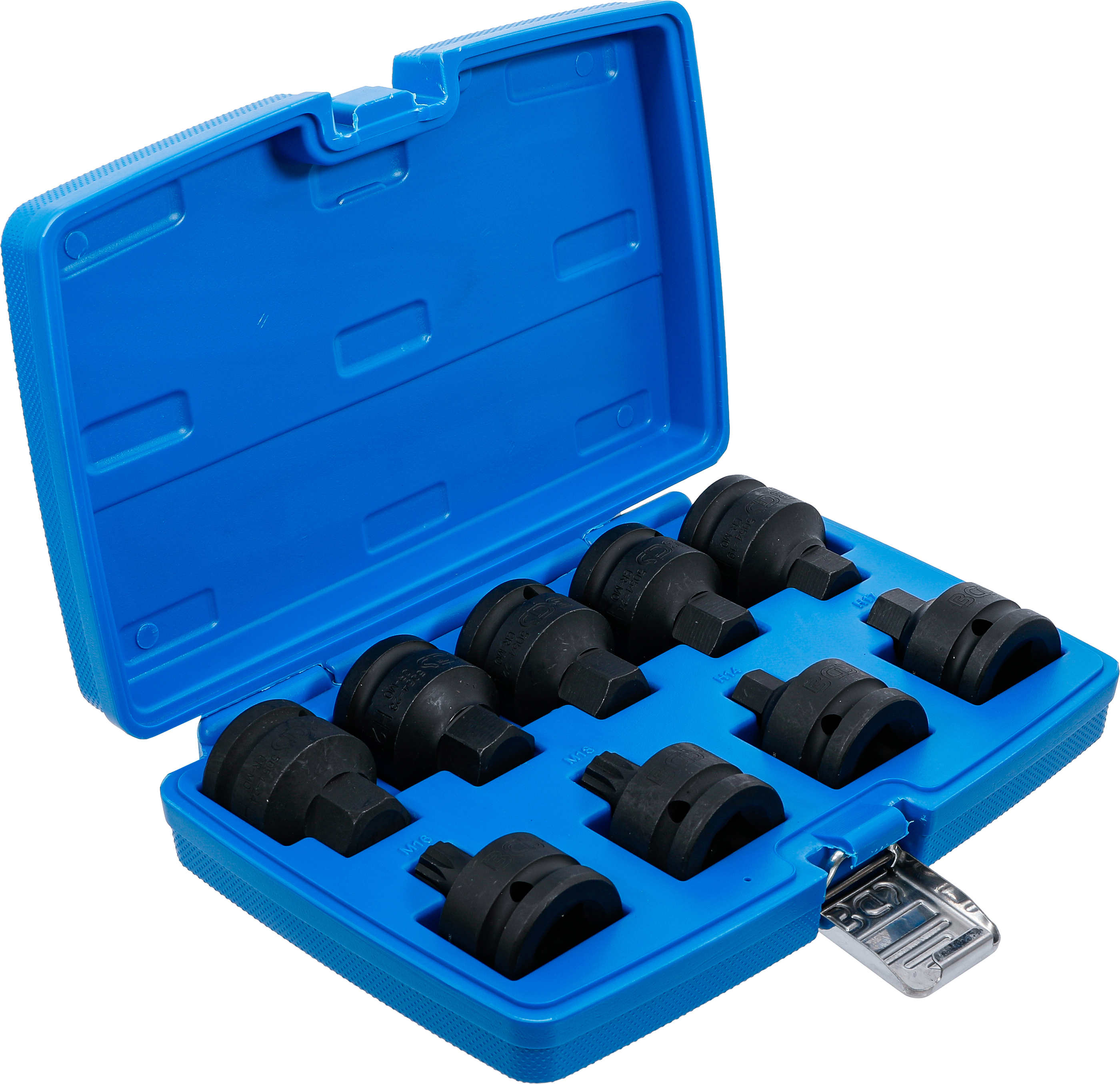 BGS Kraft-Bit-Einsatz-Satz | Antrieb Innenvierkant 20 mm (3/4") | Innensechskant, Innenvielzahn (für XZN) | 9-tlg.