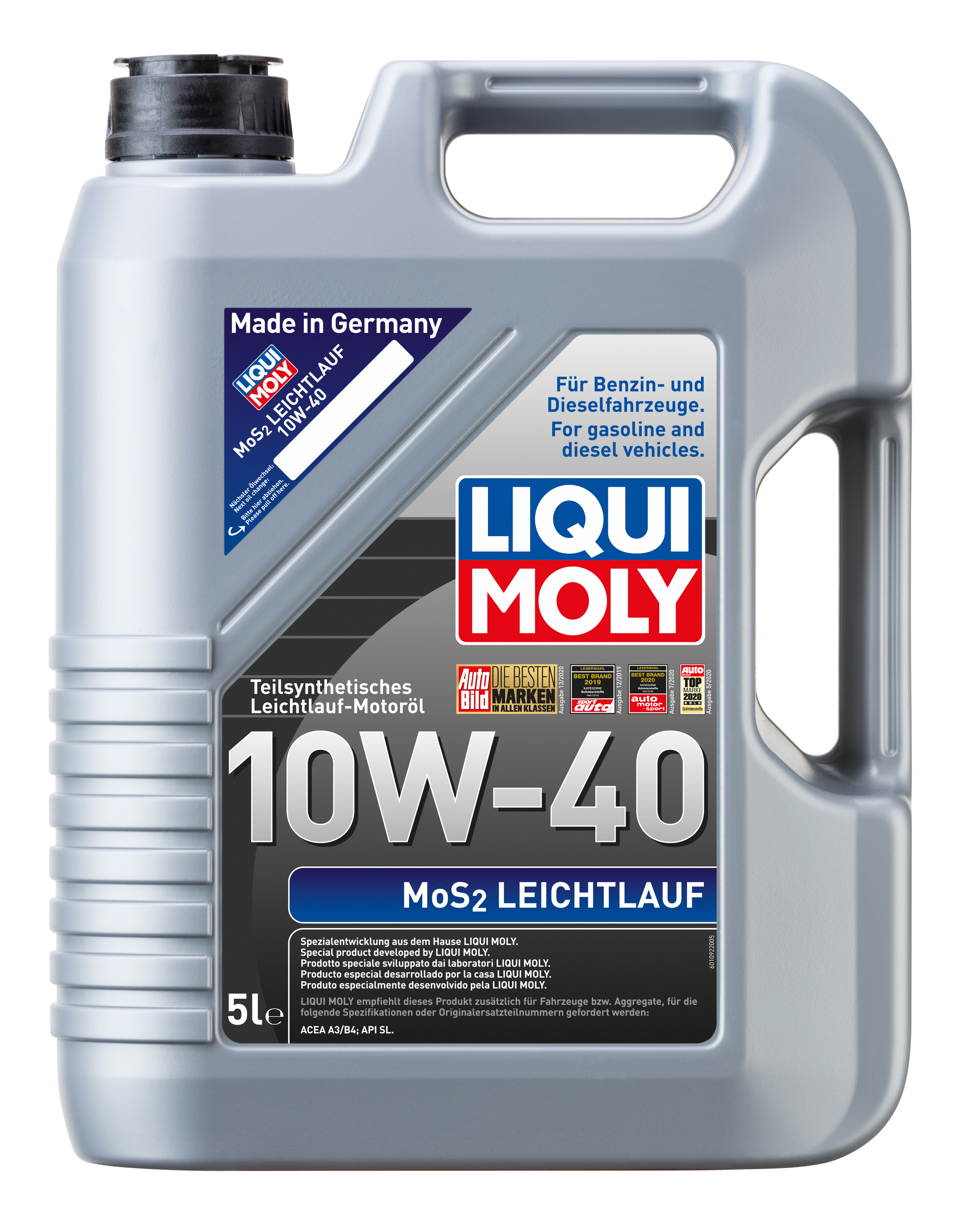 10W-40 Liqui Moly 1092 MoS2 Leichtlauf Motoröl 5 Liter