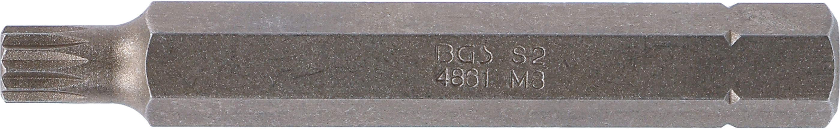 BGS Bit | Länge 75 mm | Antrieb Außensechskant 10 mm (3/8") | Innenvielzahn (für XZN) M8