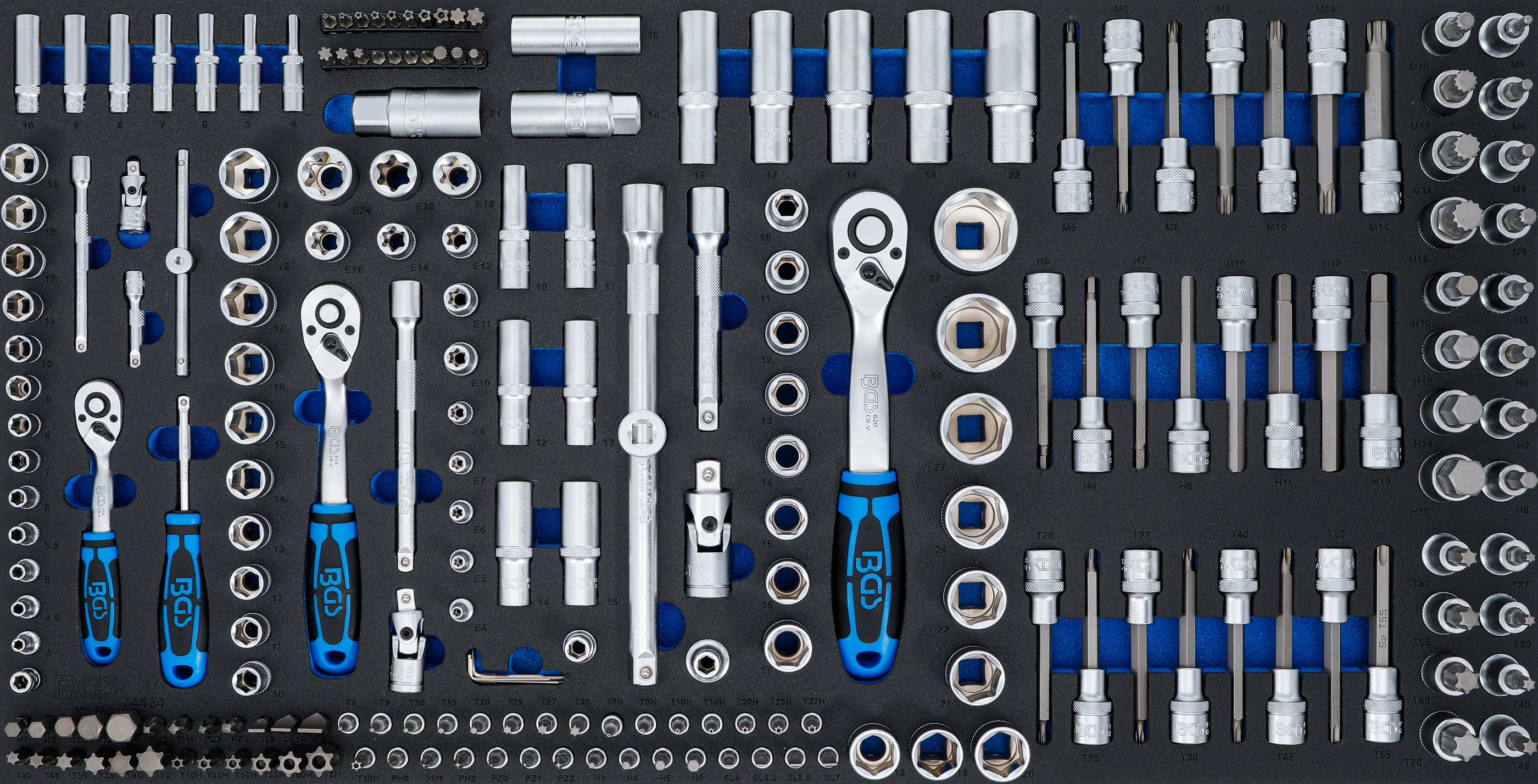 BGS Werkstattwageneinlage XL: Steckschlüssel-Satz | 216-tlg.