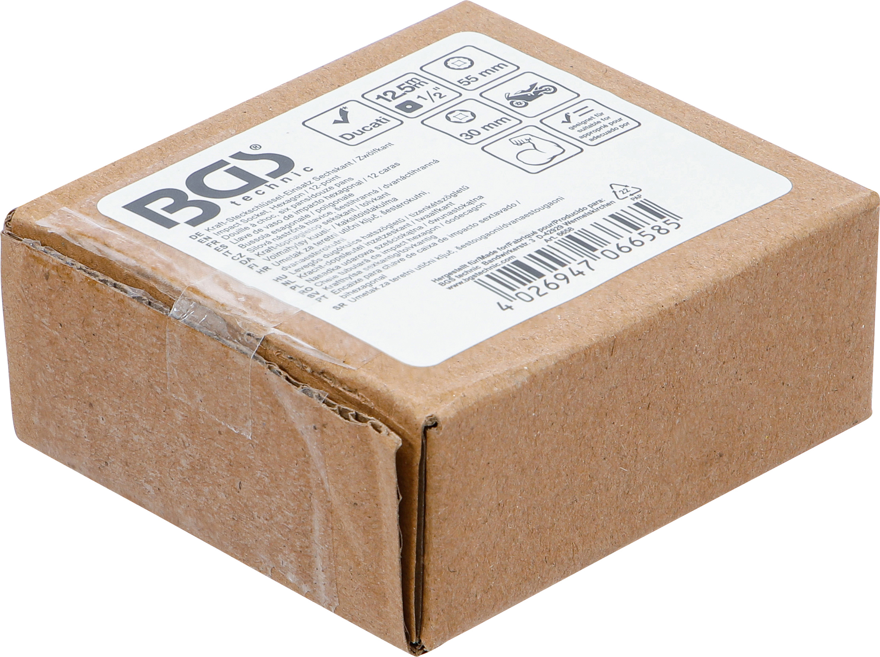 BGS Kraft-Steckschlüssel-Einsatz Sechskant / Zwölfkant | 12,5 mm (1/2") | für Ducati Radbefestigung | SW 30 / 55 mm