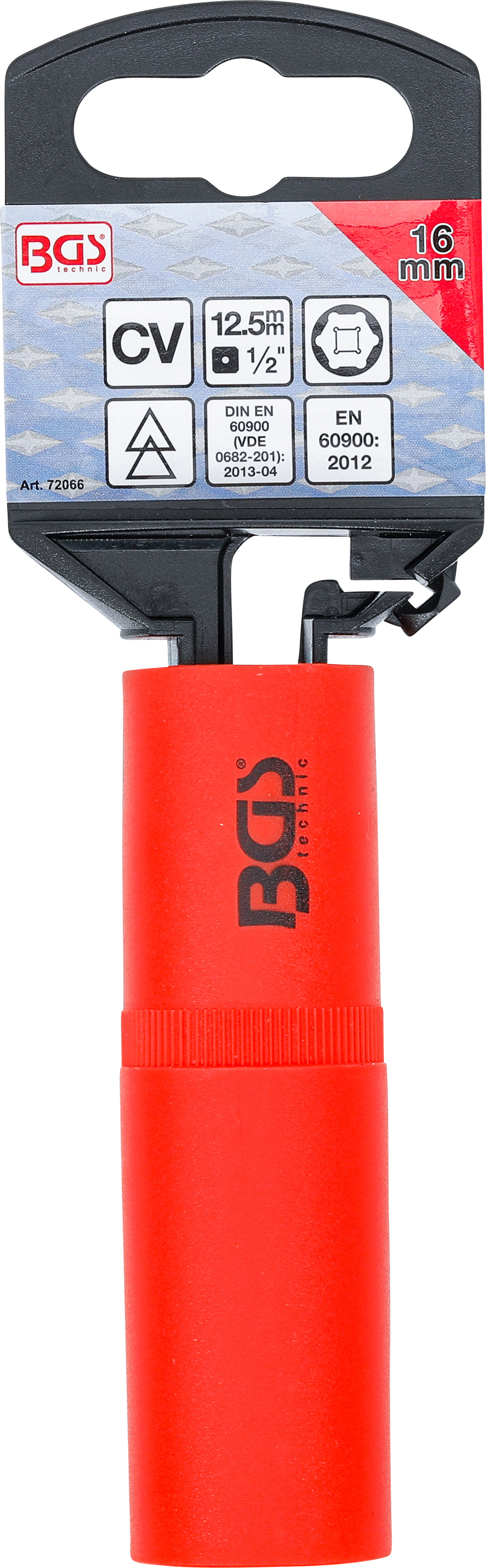 BGS VDE-Steckschlüssel-Einsatz Sechskant | Antrieb Innenvierkant 12,5 mm (1/2") | SW 16 mm