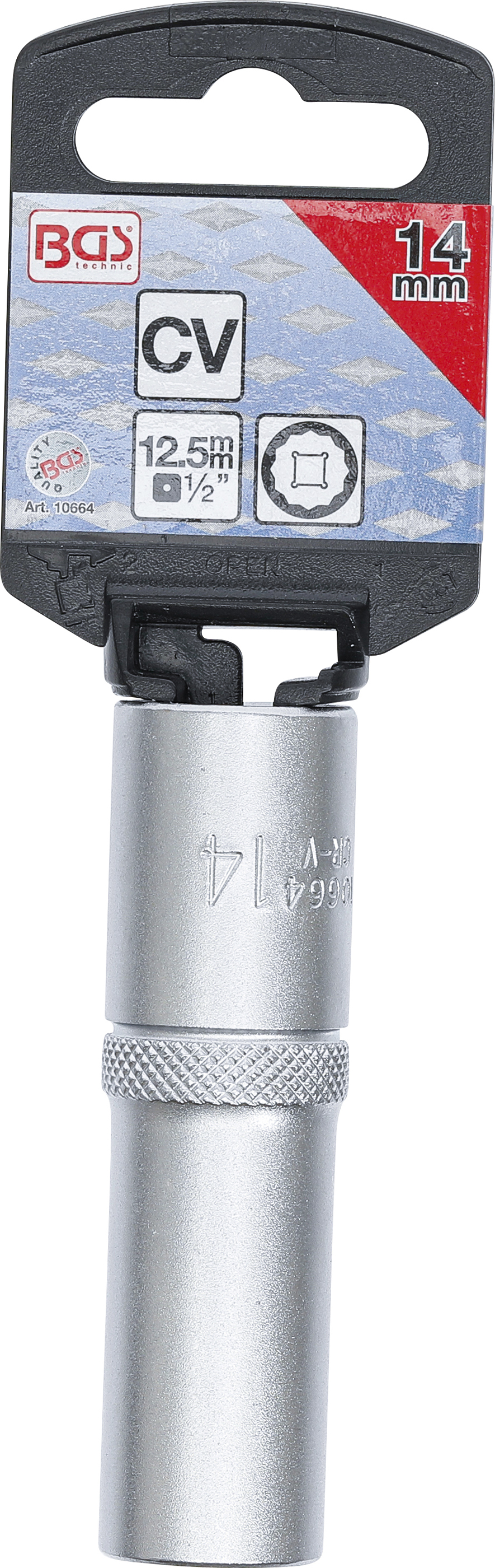 BGS Steckschlüssel-Einsatz Zwölfkant, tief | Antrieb Innenvierkant 12,5 mm (1/2") | SW 14 mm