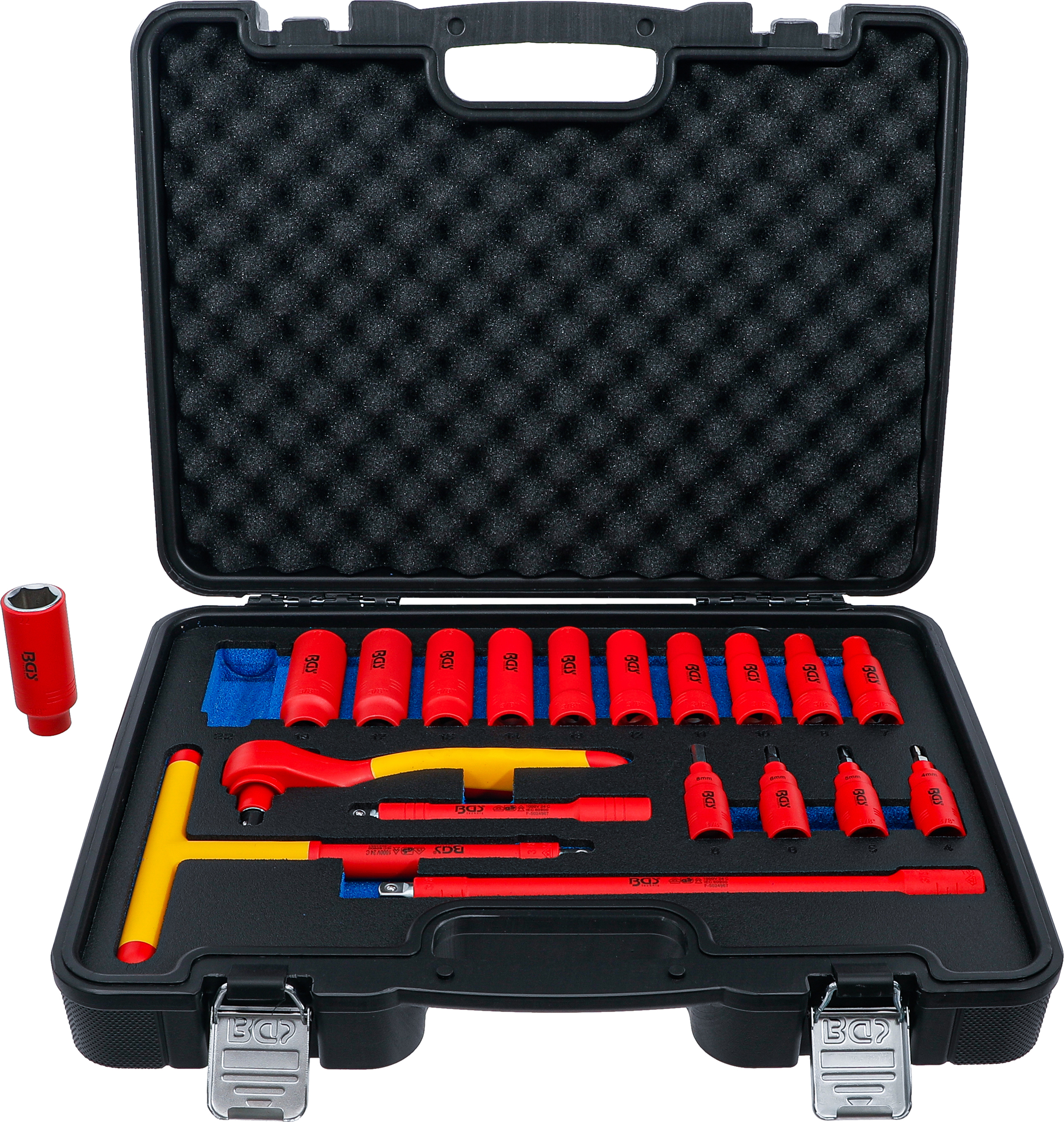 BGS VDE-Steckschlüssel- und Bit-Einsatz-Satz | Antrieb Innenvierkant 10 mm (3/8") | 19-tlg.