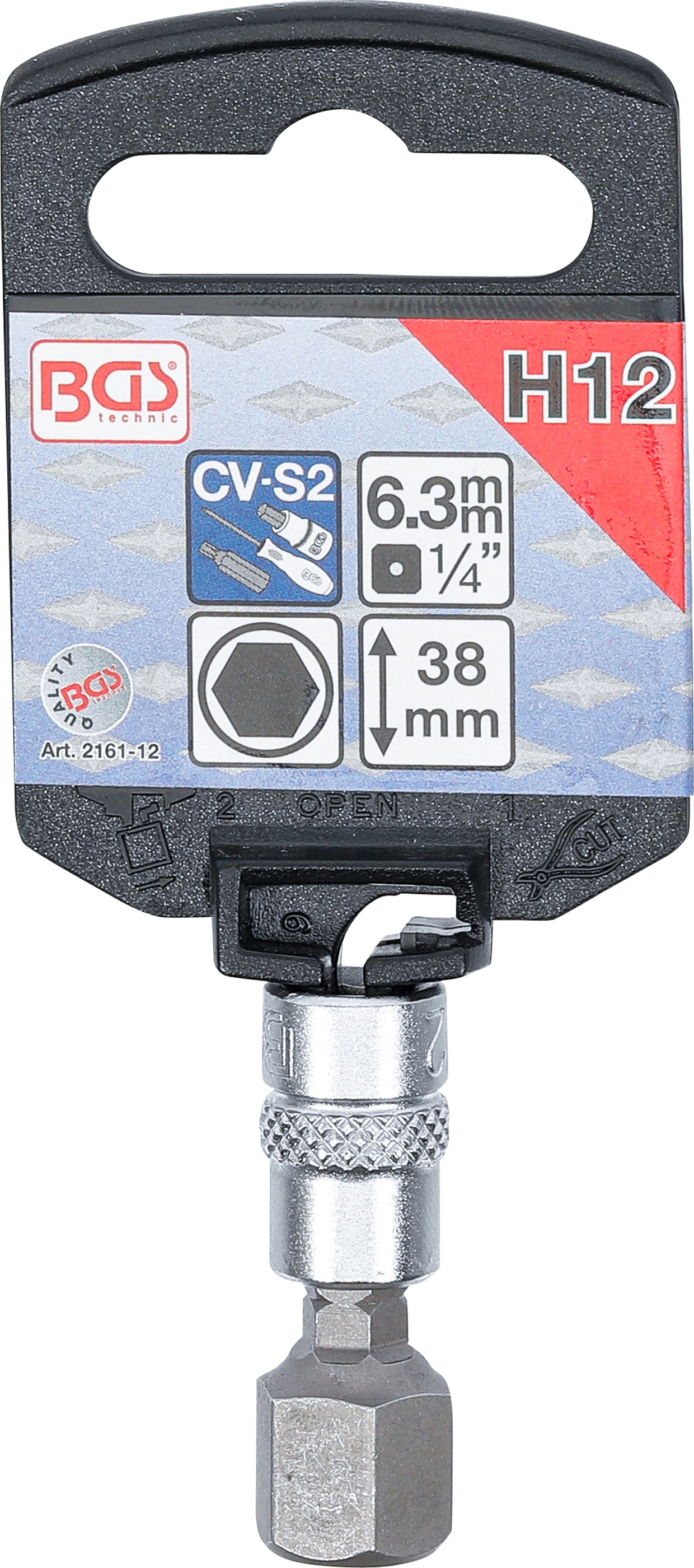 BGS Bit-Einsatz | Antrieb Innenvierkant 6,3 mm (1/4") | Innensechskant 12 mm