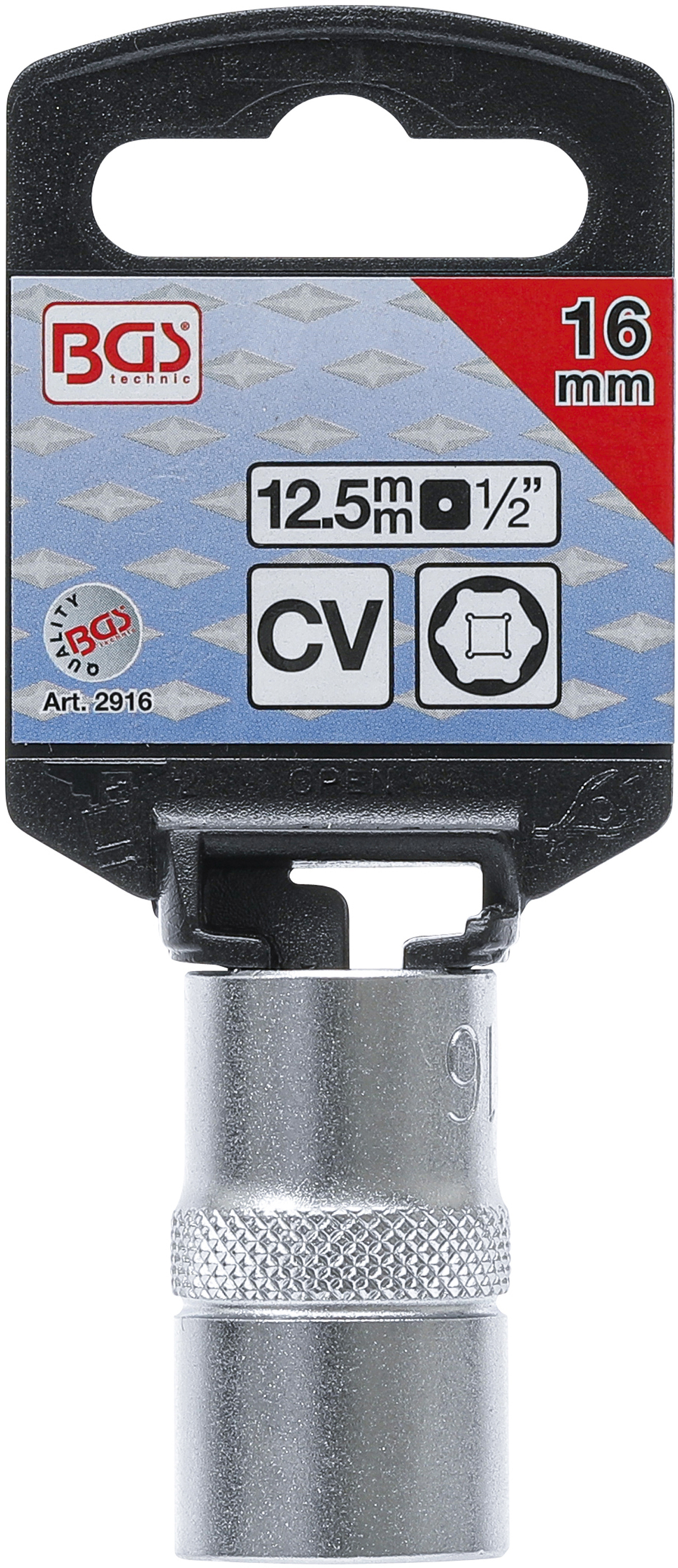 BGS Steckschlüssel-Einsatz Sechskant | Antrieb Innenvierkant 12,5 mm (1/2") | SW 16 mm