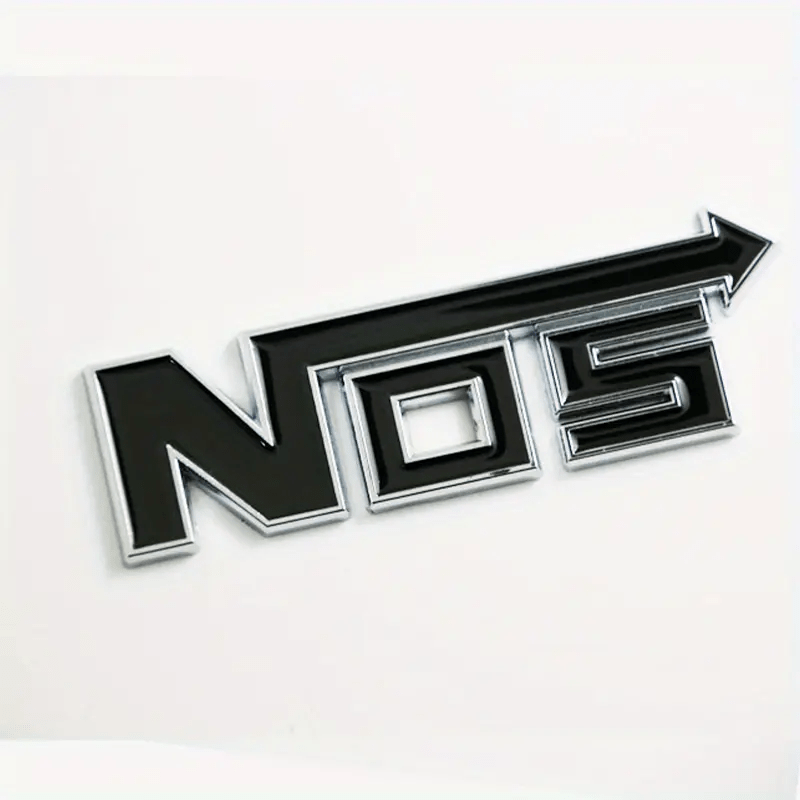 NOS Auto Emblem Nos Flasche 3D Sticker Schwarz 3,2x11 cm