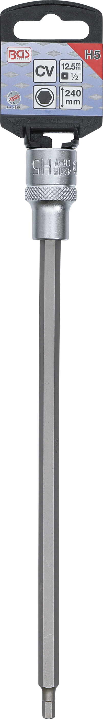 BGS Bit-Einsatz | Länge 240 mm | Antrieb Innenvierkant 12,5 mm (1/2") | Innensechskant 5 mm