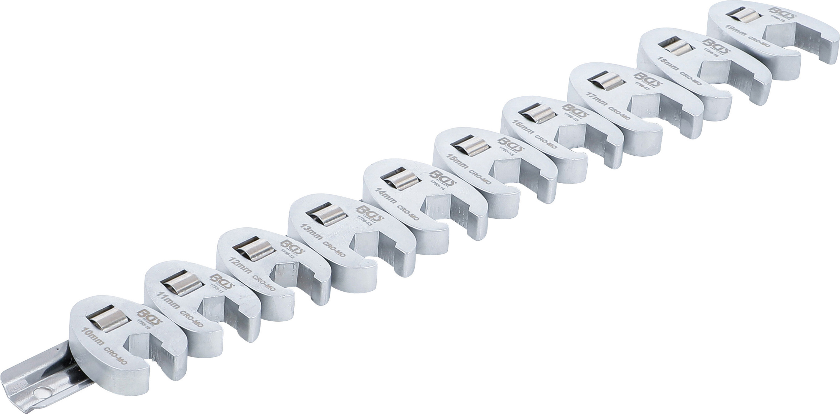 BGS Hahnenfußschlüssel-Satz | Antrieb Innenvierkant 10 mm (3/8") | SW 10 - 19 mm | 10-tlg.