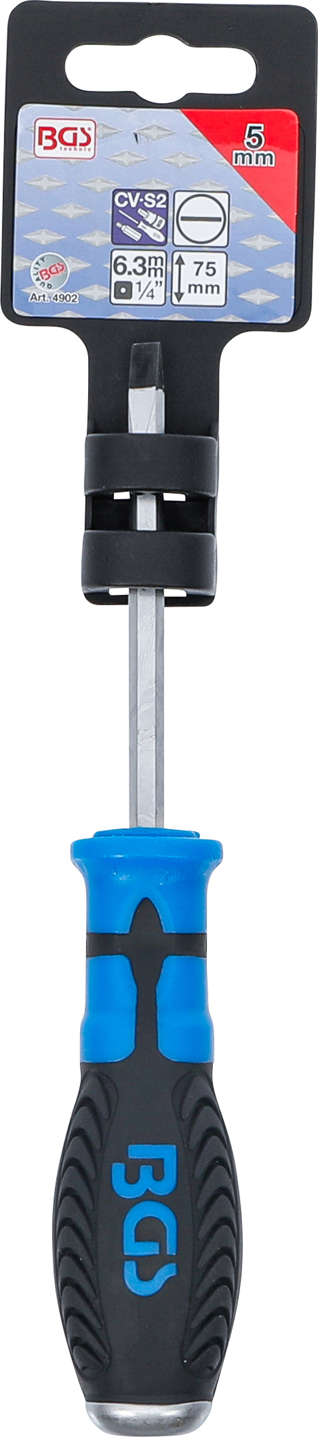 BGS Schraubendreher | Schlitz 5 mm | Klingenlänge 75 mm