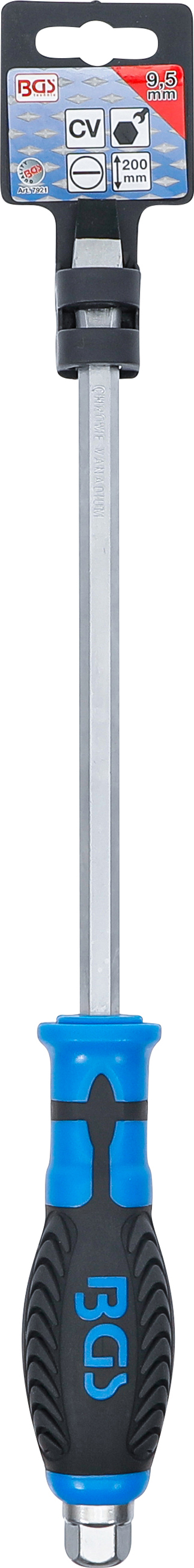 BGS Schraubendreher | mit Außensechskant | Schlitz 9,5 mm | Klingenlänge 200 mm