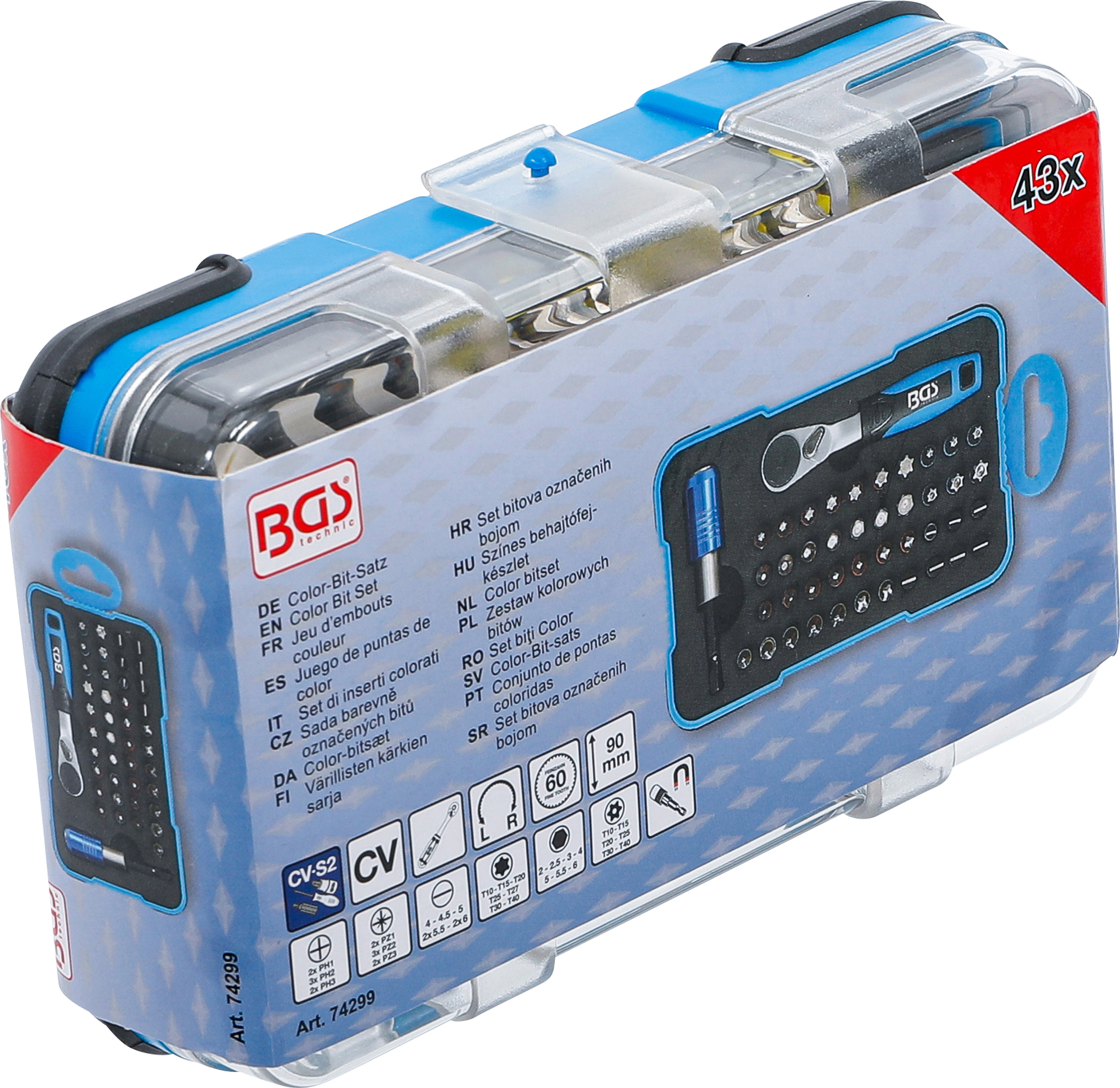 BGS Color-Bit-Satz | mit Bit-Knarre | Antrieb Außensechskant 6,3 mm (1/4") | 43-tlg.