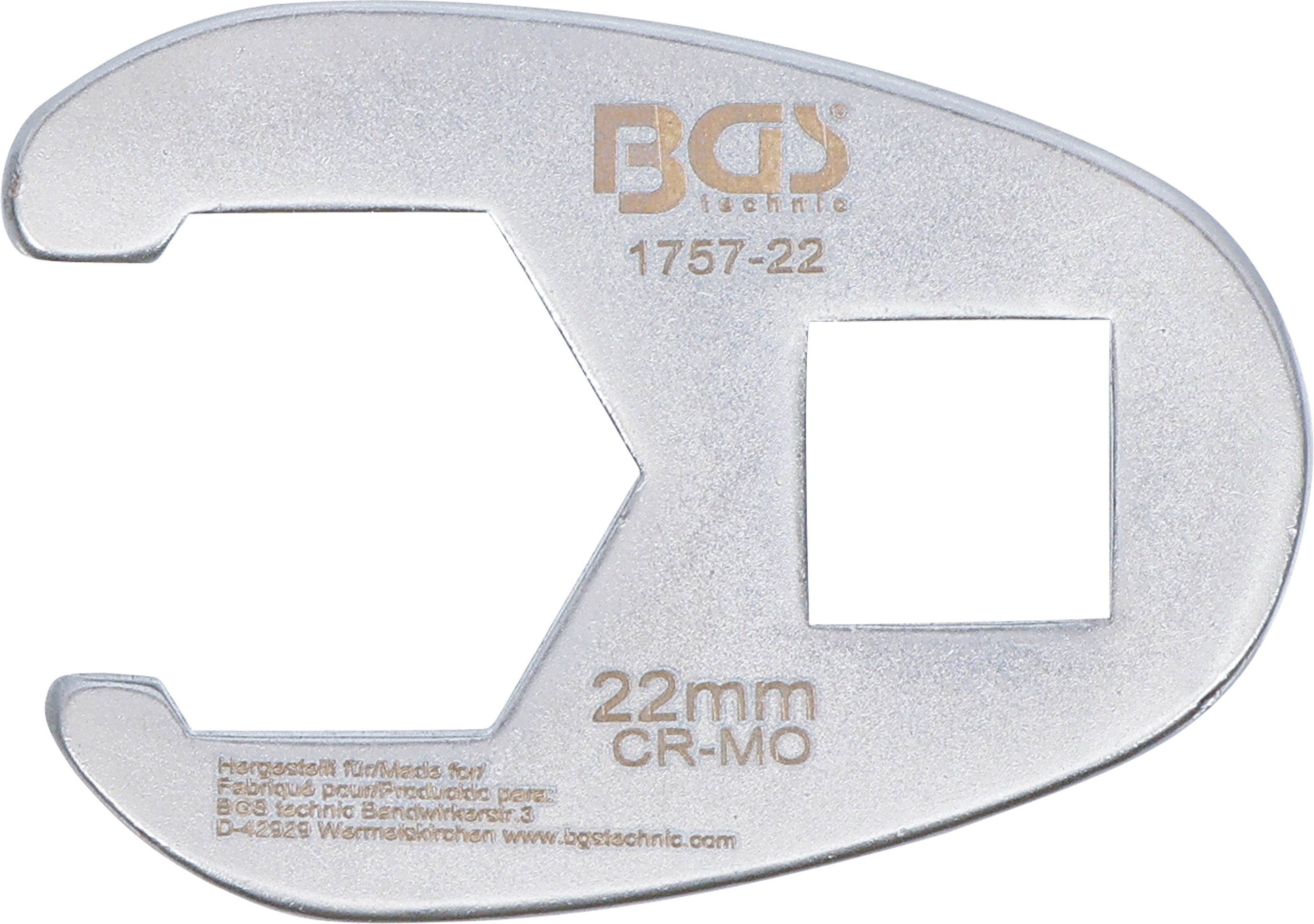 BGS Hahnenfußschlüssel | Antrieb Innenvierkant 12,5 mm (1/2") | SW 22 mm