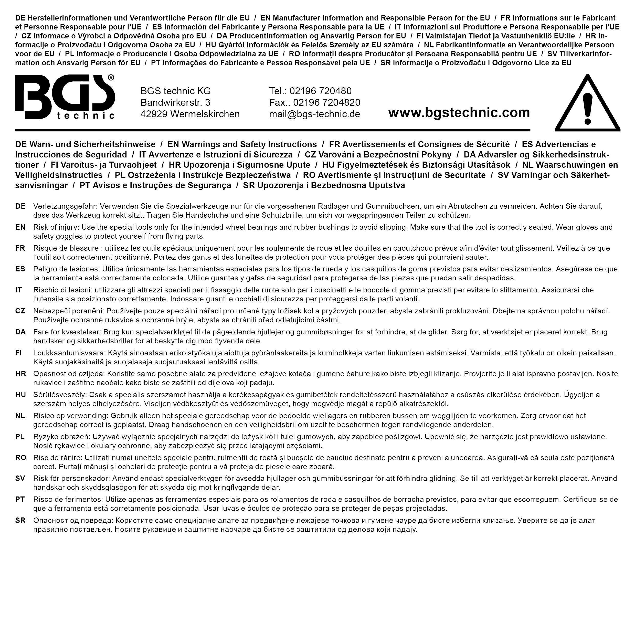 BGS Radlager-Nabeneinheit-Werkzeug-Satz | für Ford, Volvo, Mazda | Ø 78 mm