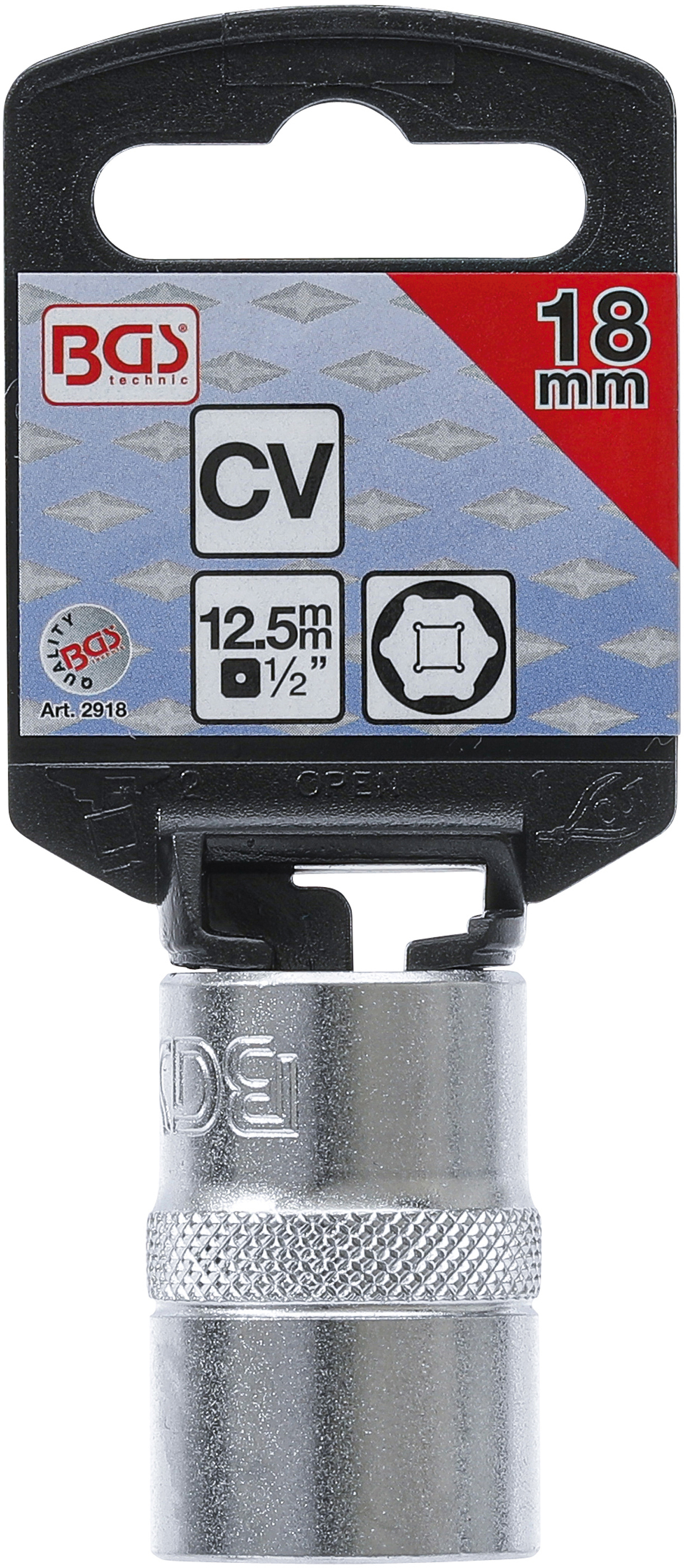 BGS Steckschlüssel-Einsatz Sechskant | Antrieb Innenvierkant 12,5 mm (1/2") | SW 18 mm