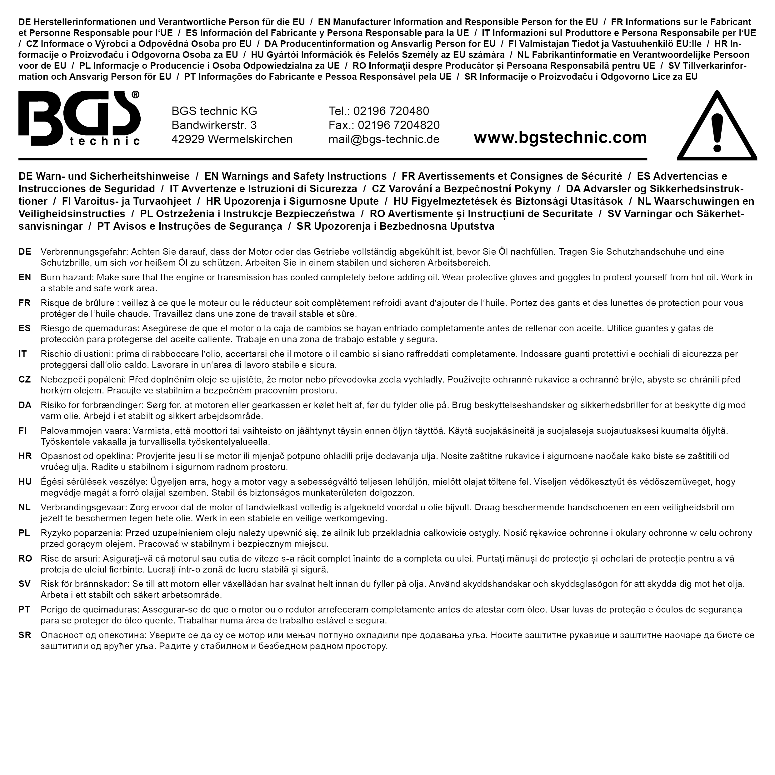 BGS Öl-Befülladapter für Renault, Opel, Mercedes-Benz | für Art. 8505-1, 8505-2, 8899, 72213