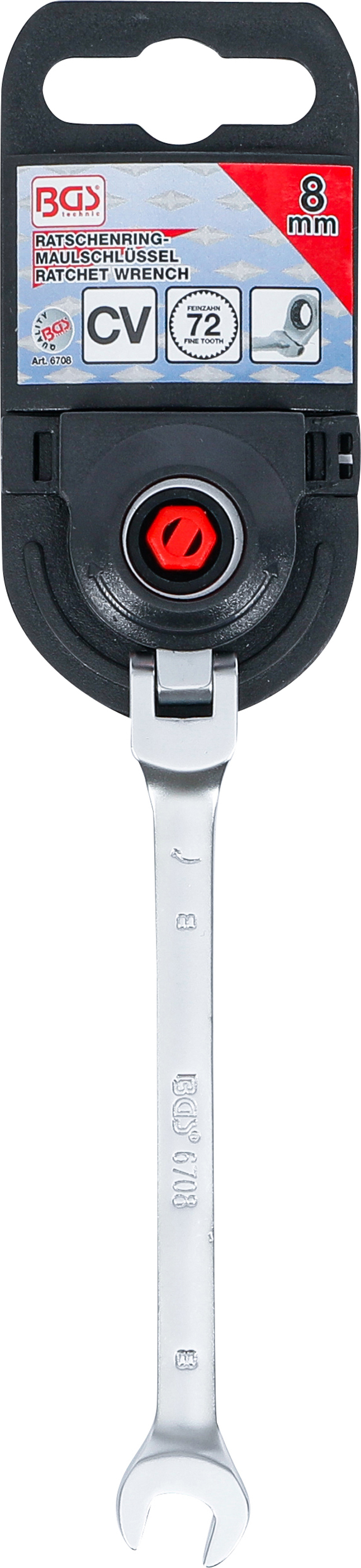 BGS Ratschenring-Maulschlüssel | abwinkelbar | SW 8 mm