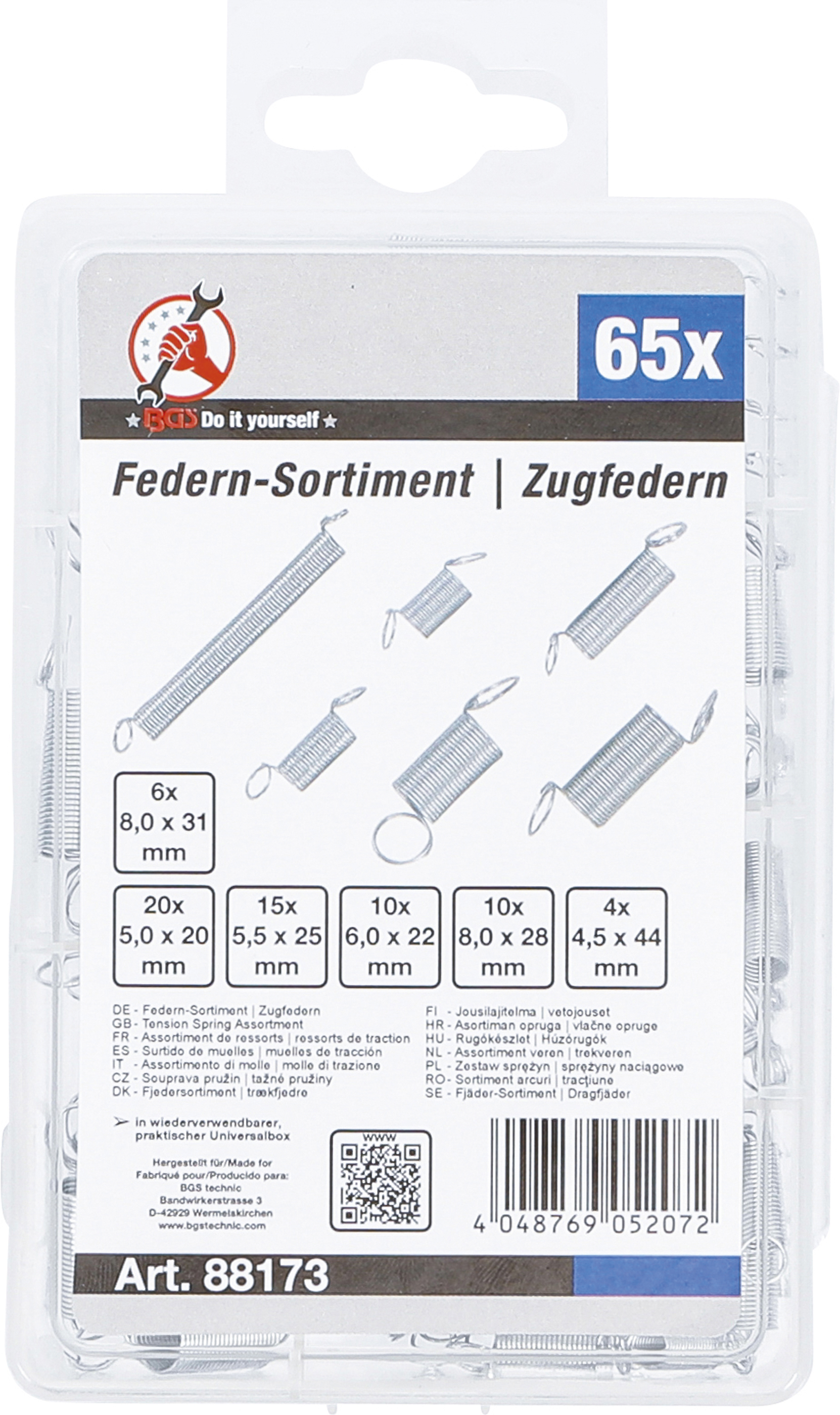 BGS Federn-Sortiment | Zugfedern | 65-tlg.