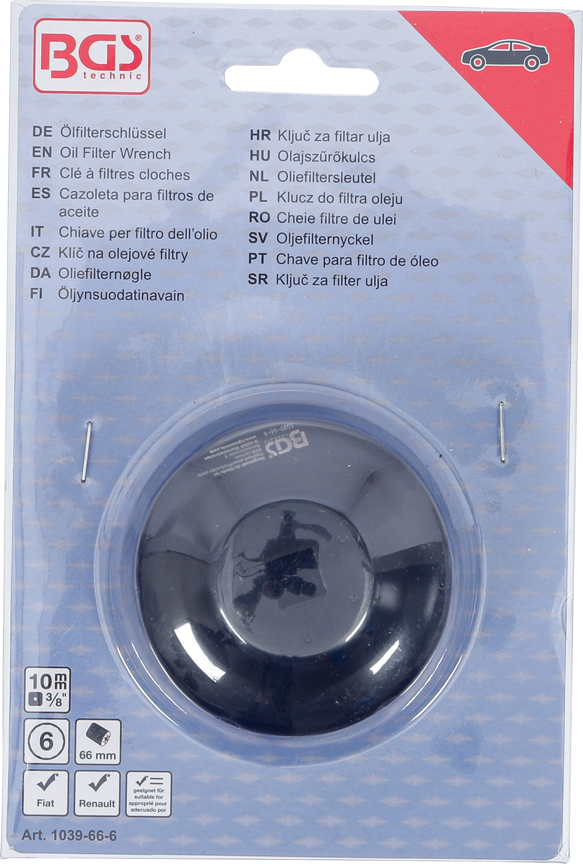 BGS Ölfilterschlüssel | Sechskant | Ø 66 mm | für Fiat, Renault