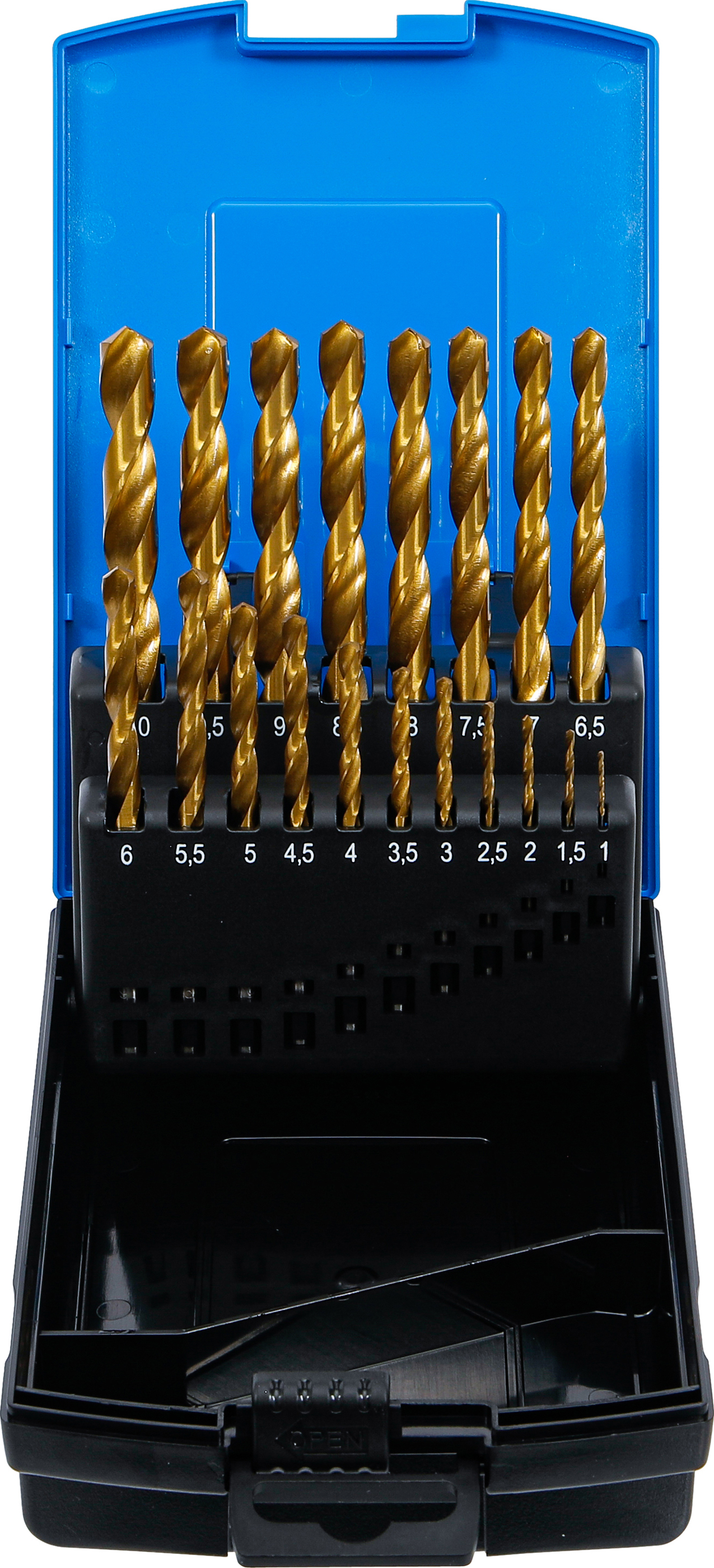 BGS Spiralbohrer-Satz | HSS | titan-nitriert | 1 - 10 mm | 19-tlg.
