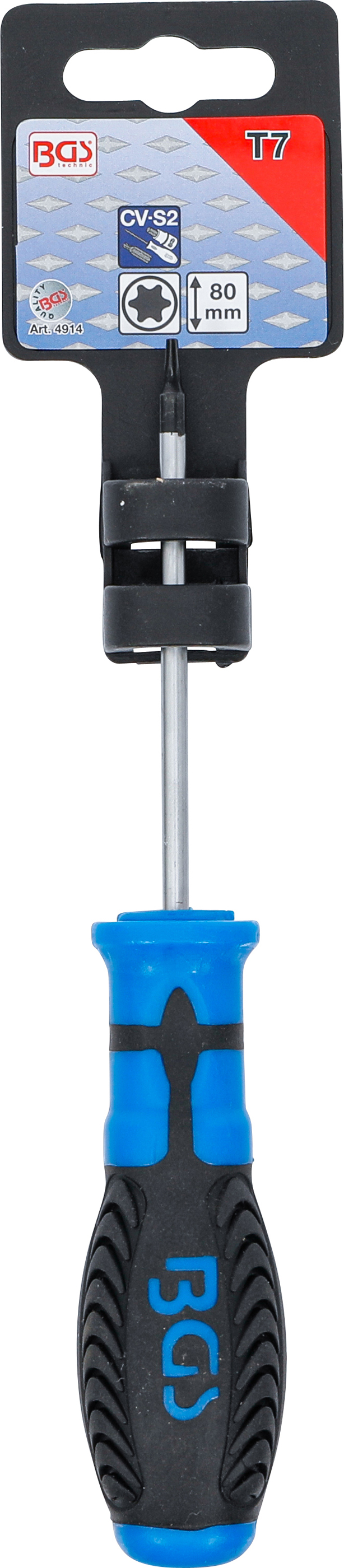 BGS Schraubendreher | T-Profil (für Torx) T7 | Klingenlänge 80 mm