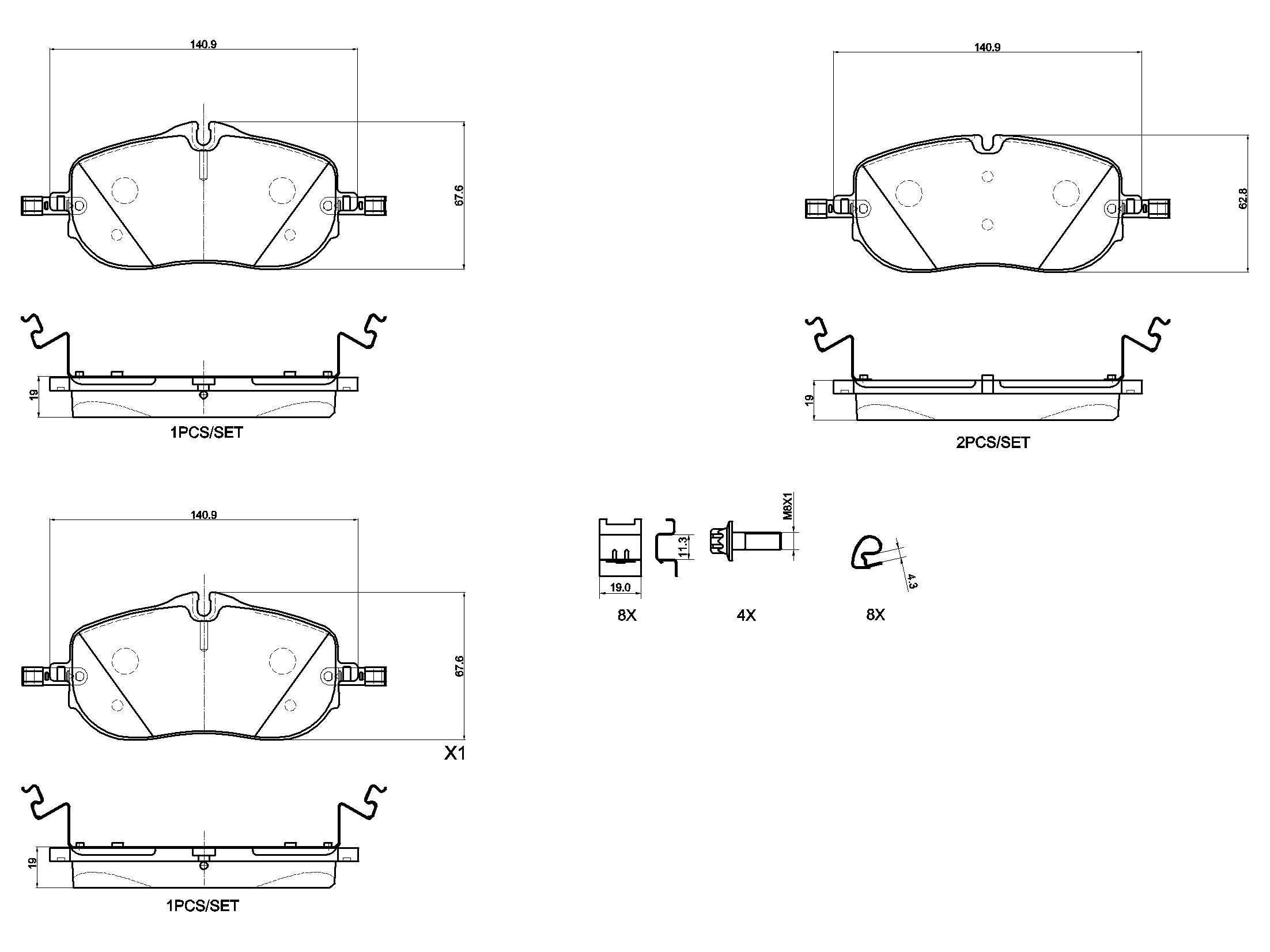 Bremsbelagsatz, Scheibenbremse