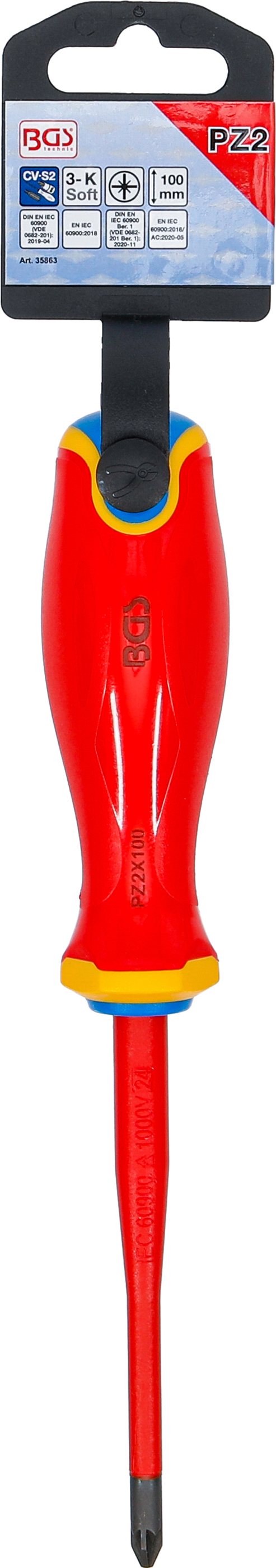 BGS VDE-Schraubendreher | extra dünne Spitze | Kreuzschlitz PZ2