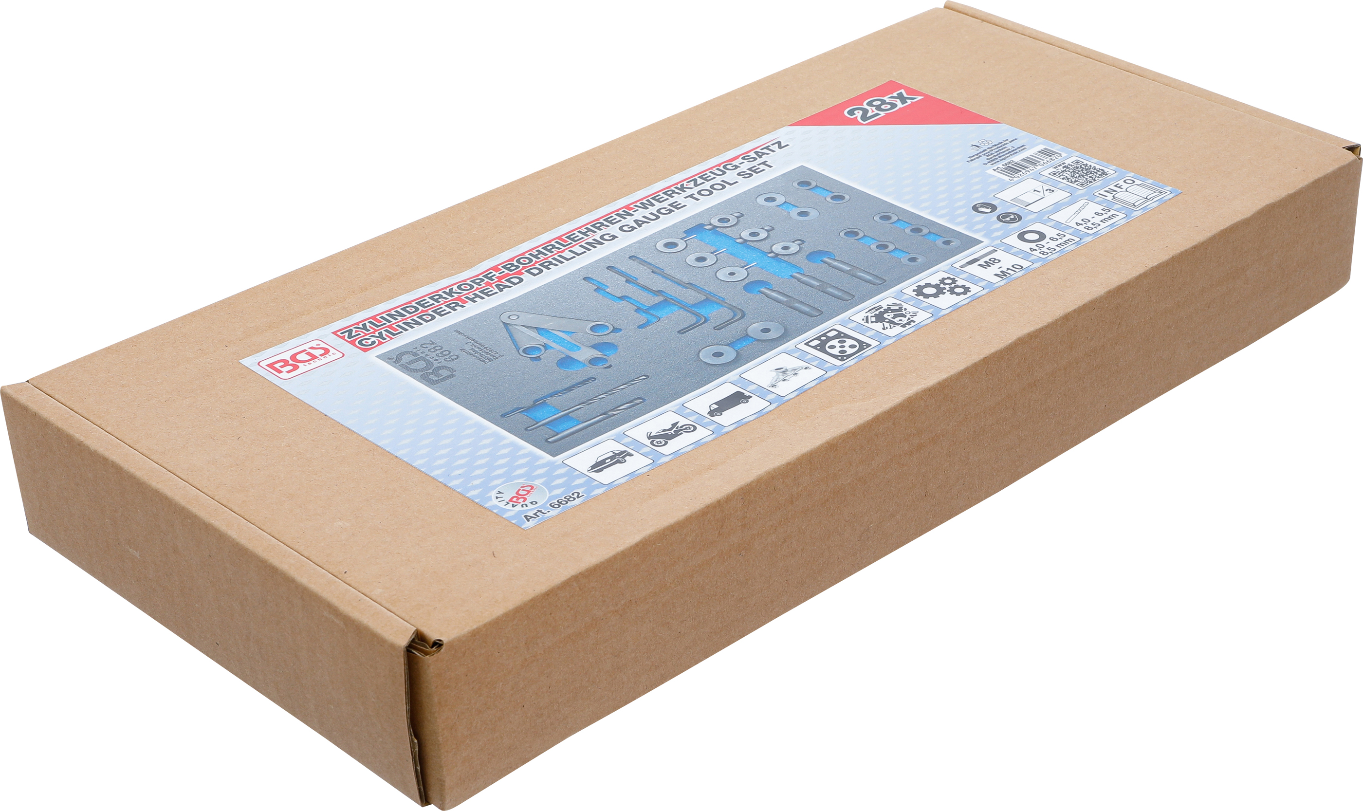 BGS Werkstattwageneinlage 1/3: Zylinderkopf-Bohrlehren-Werkzeug-Satz | 28-tlg.